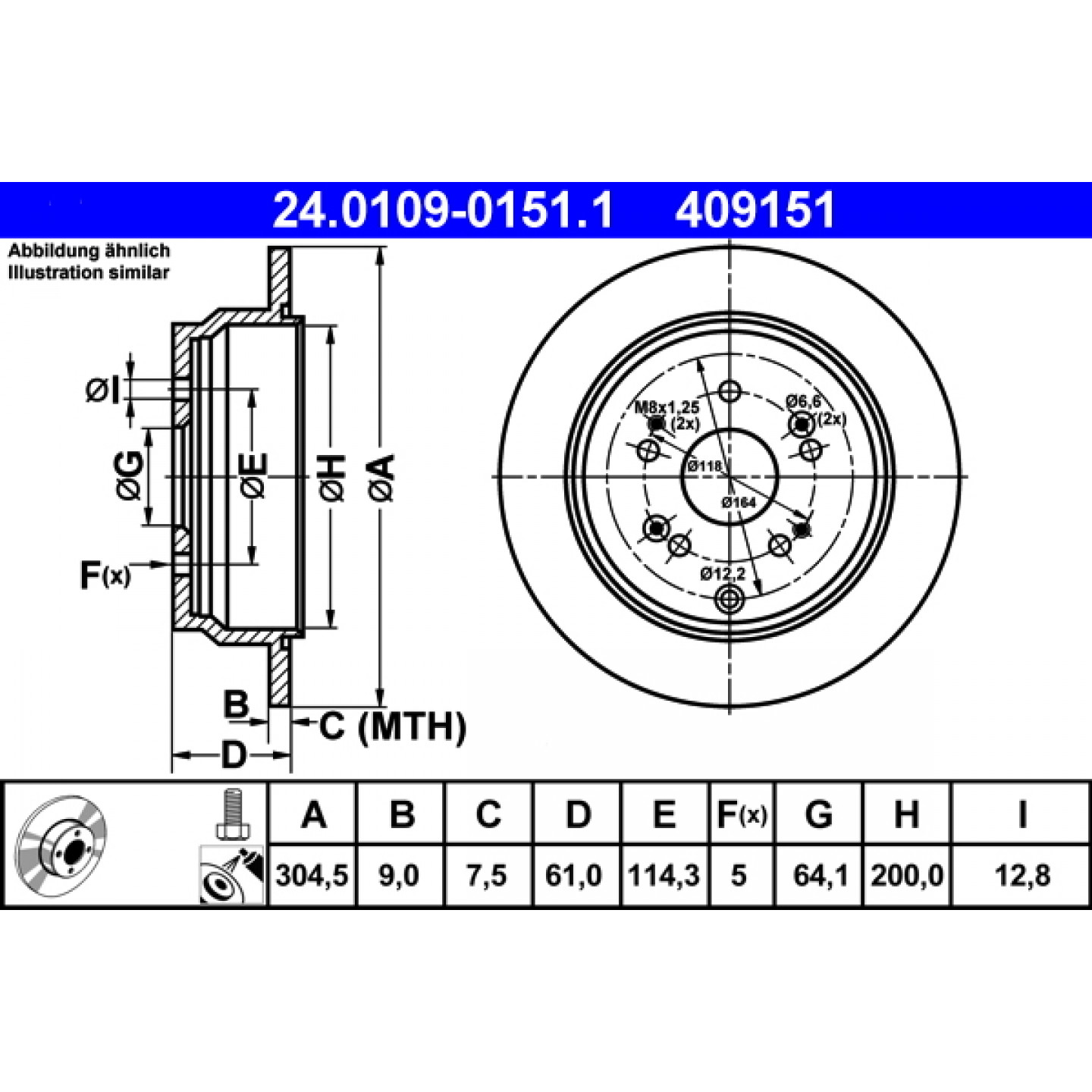 Bremsscheibe ATE 24.0109-0151.1