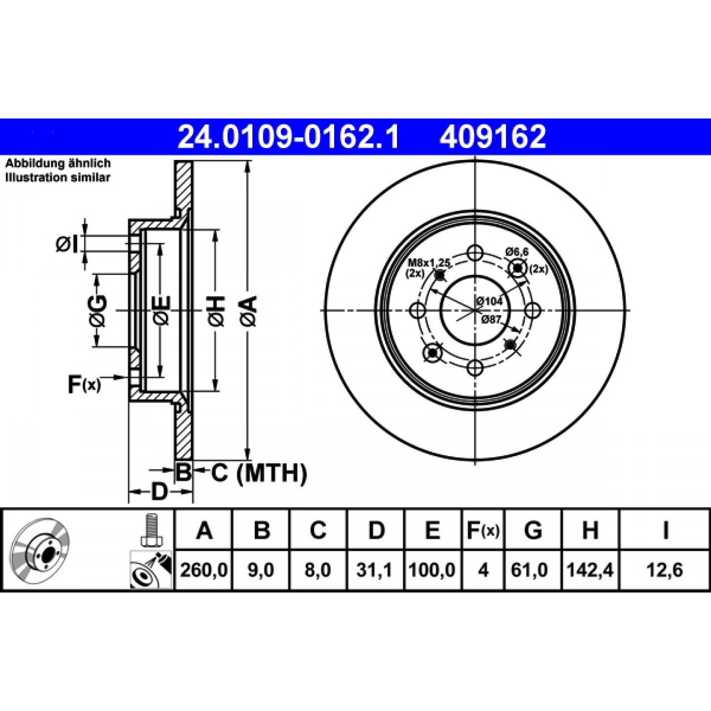 Bremsscheibe ATE 24.0109-0162.1