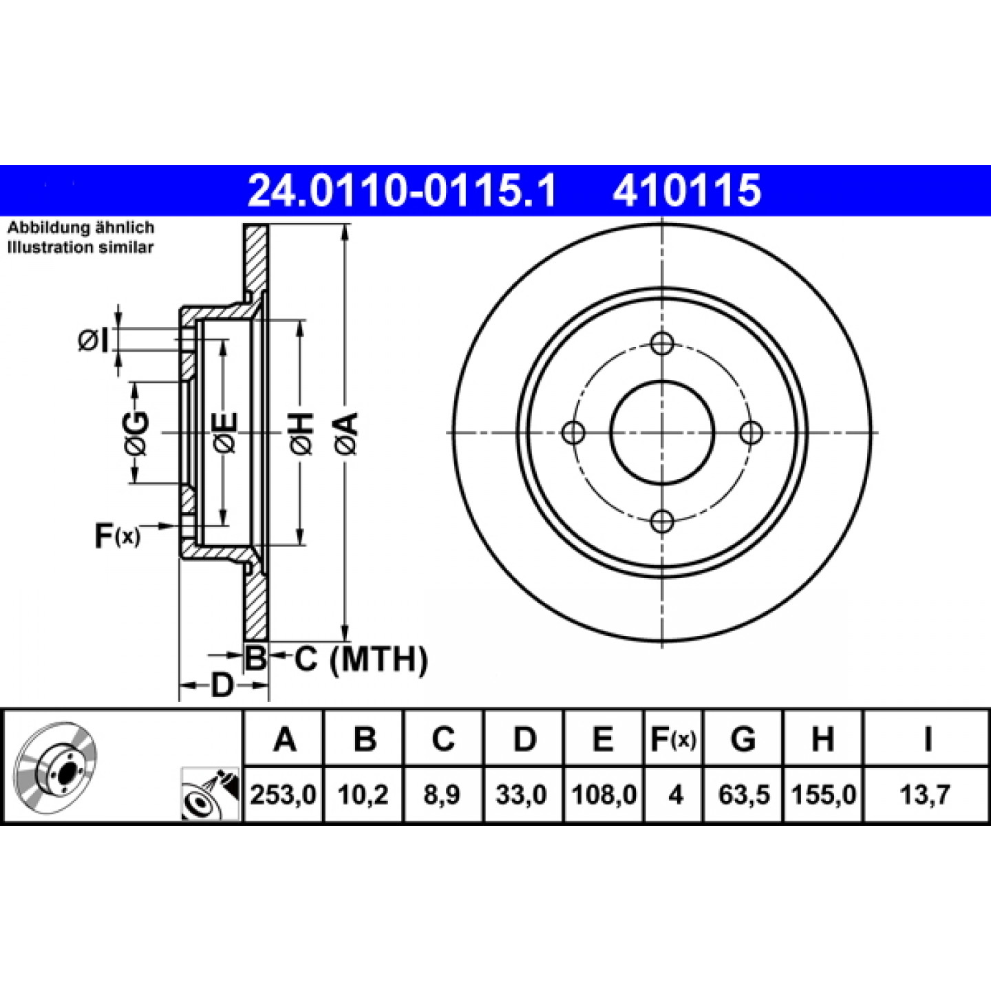Bremsscheibe ATE 24.0110-0115.1