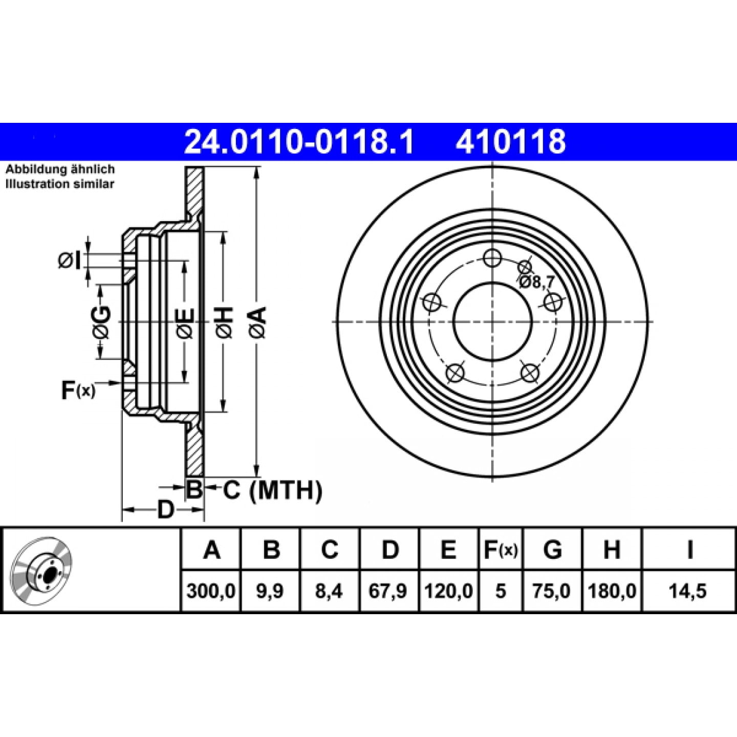 Bremsscheibe ATE 24.0110-0118.1