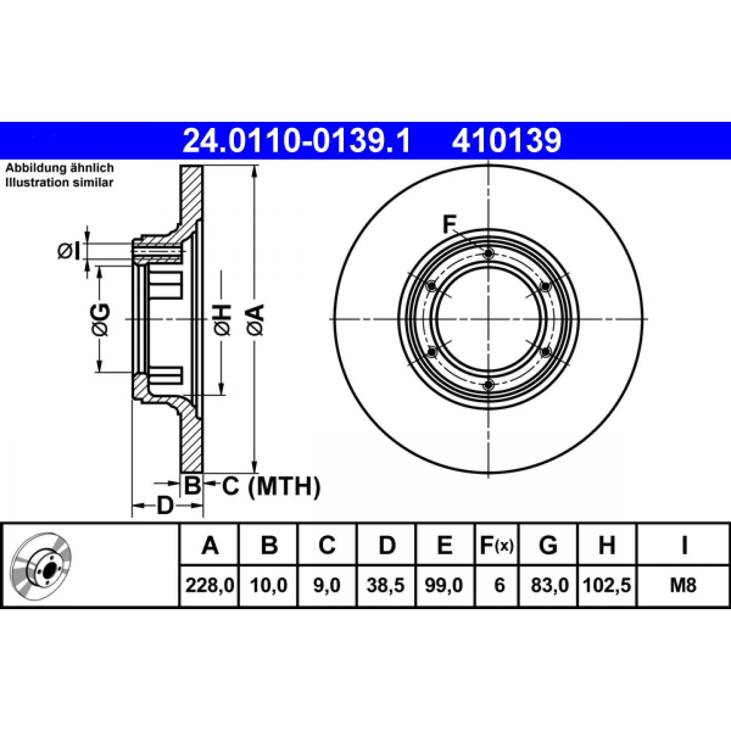 Bremsscheibe ATE 24.0110-0139.1