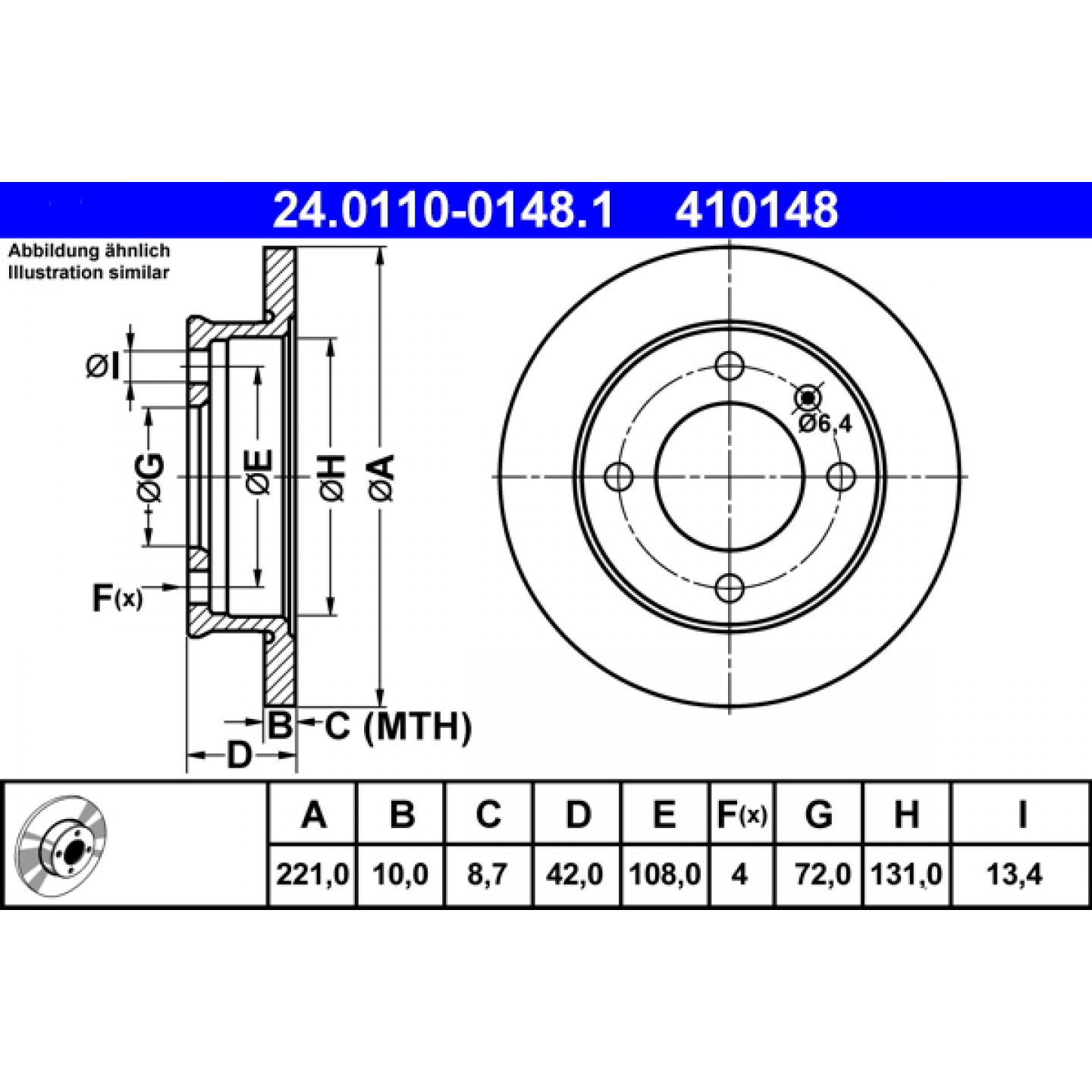 Bremsscheibe ATE 24.0110-0148.1