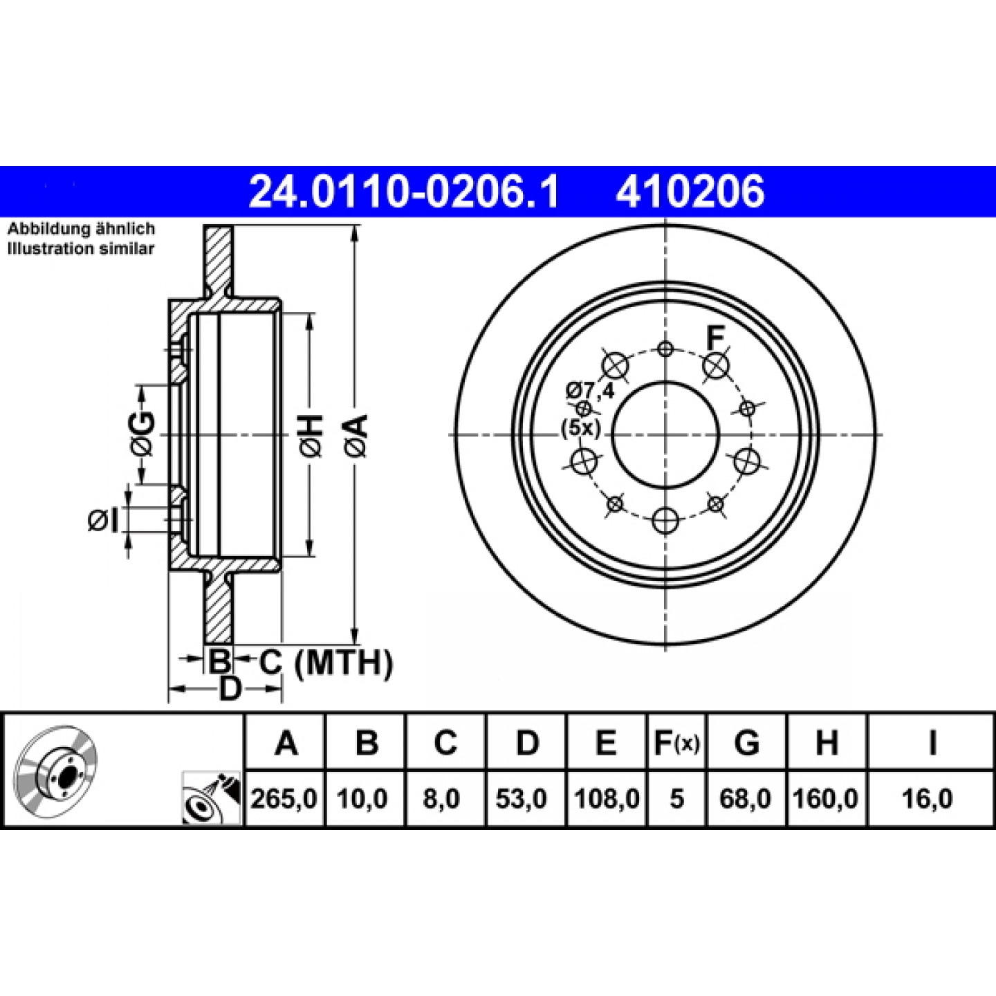 Bremsscheibe ATE 24.0110-0206.1
