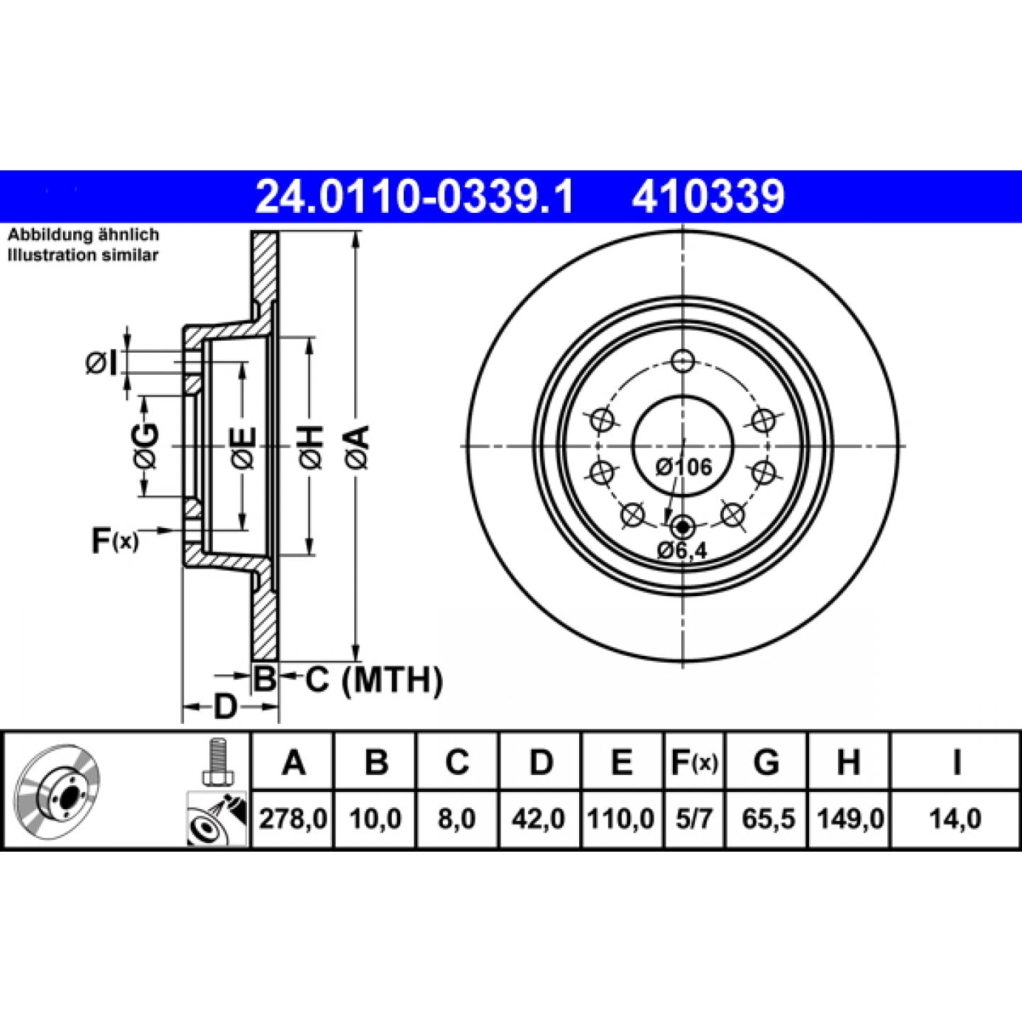 Bremsscheibe ATE 24.0110-0339.1