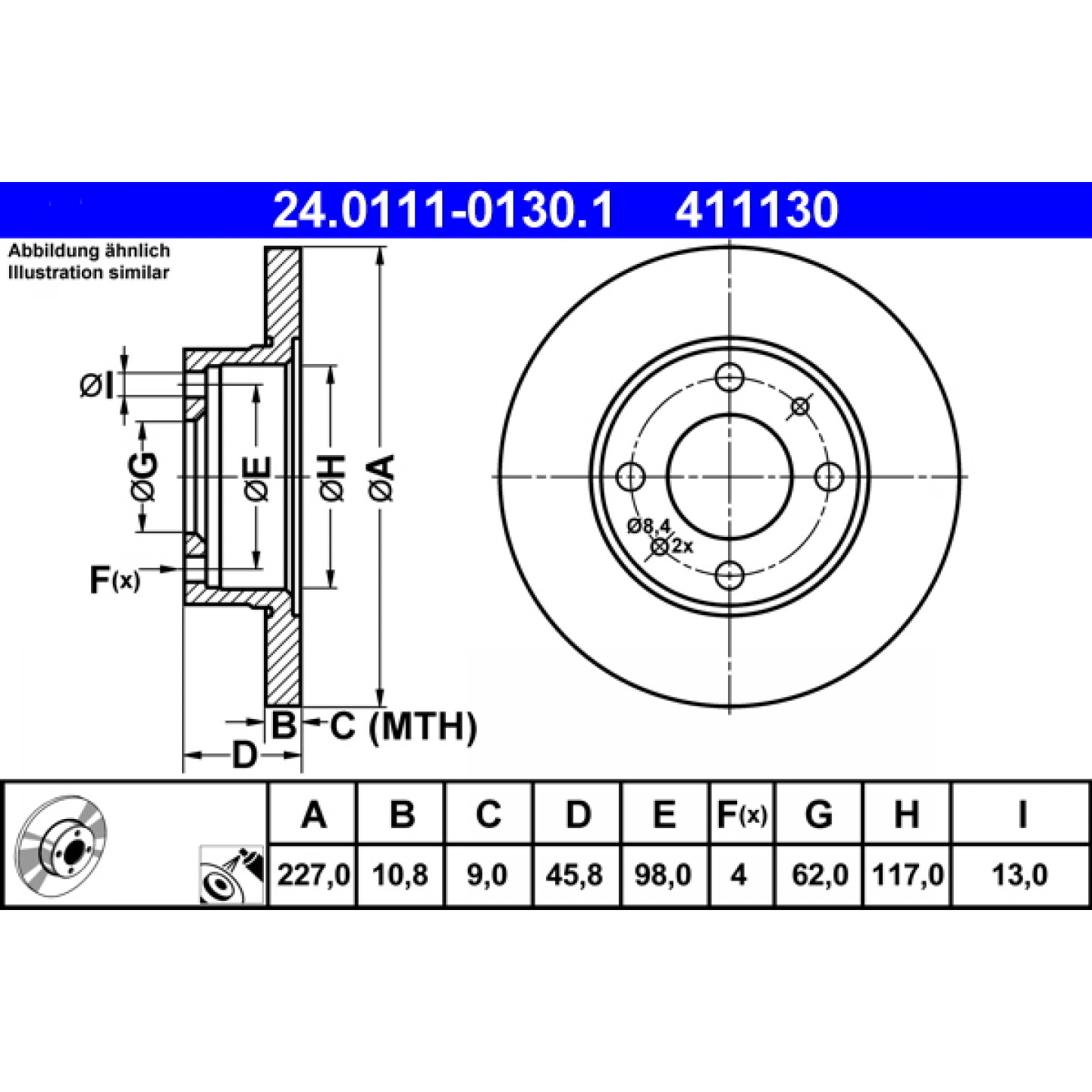 Bremsscheibe ATE 24.0111-0130.1