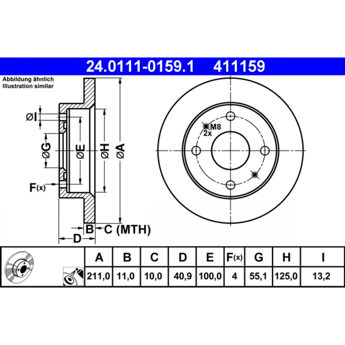 Bremsscheibe ATE 24.0111-0159.1