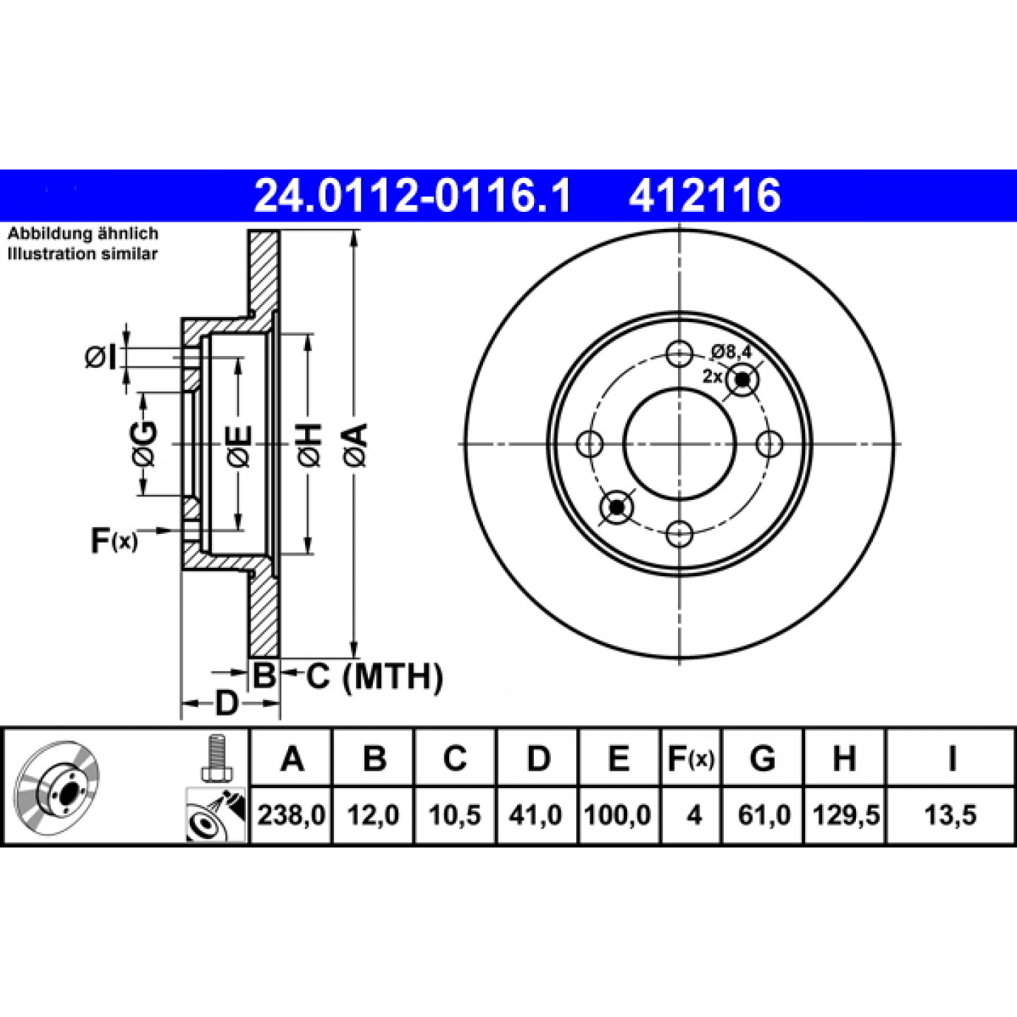 Bremsscheibe ATE 24.0112-0116.1