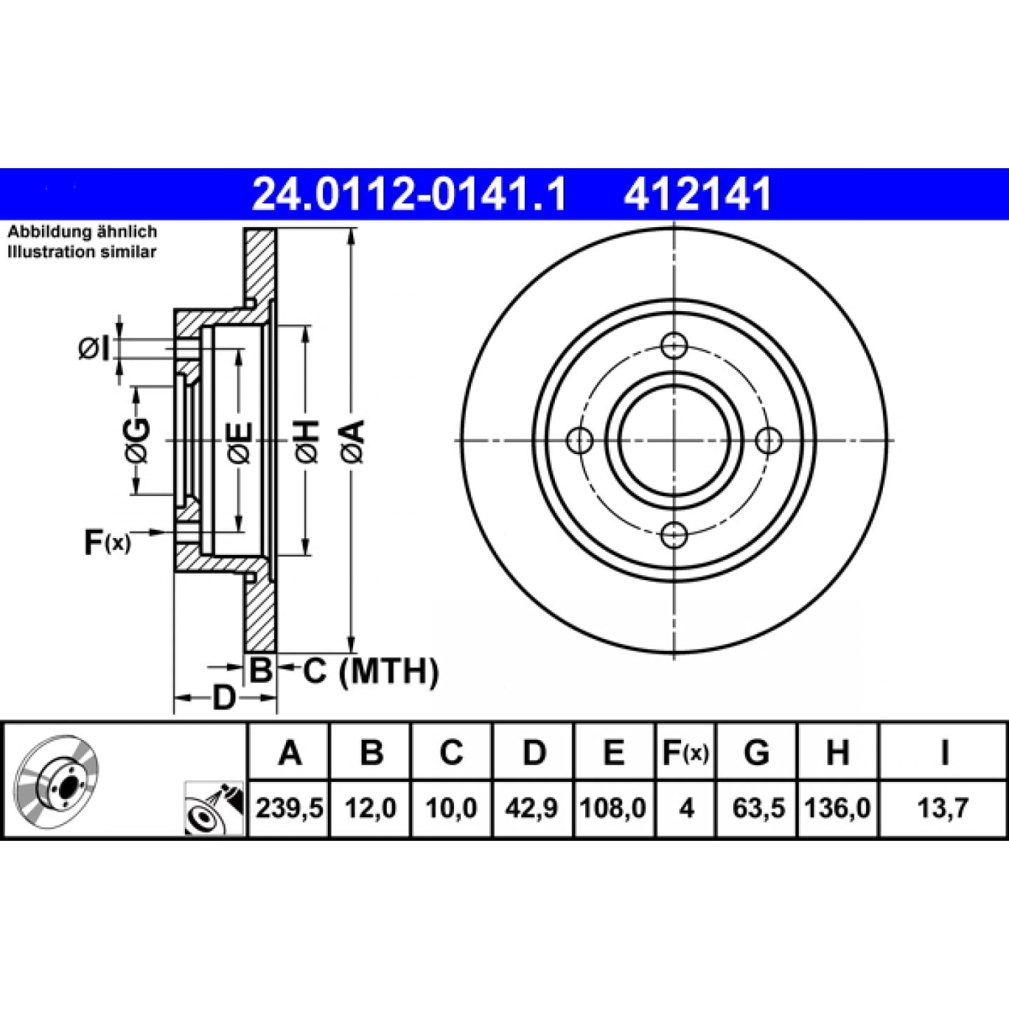 Bremsscheibe ATE 24.0112-0141.1