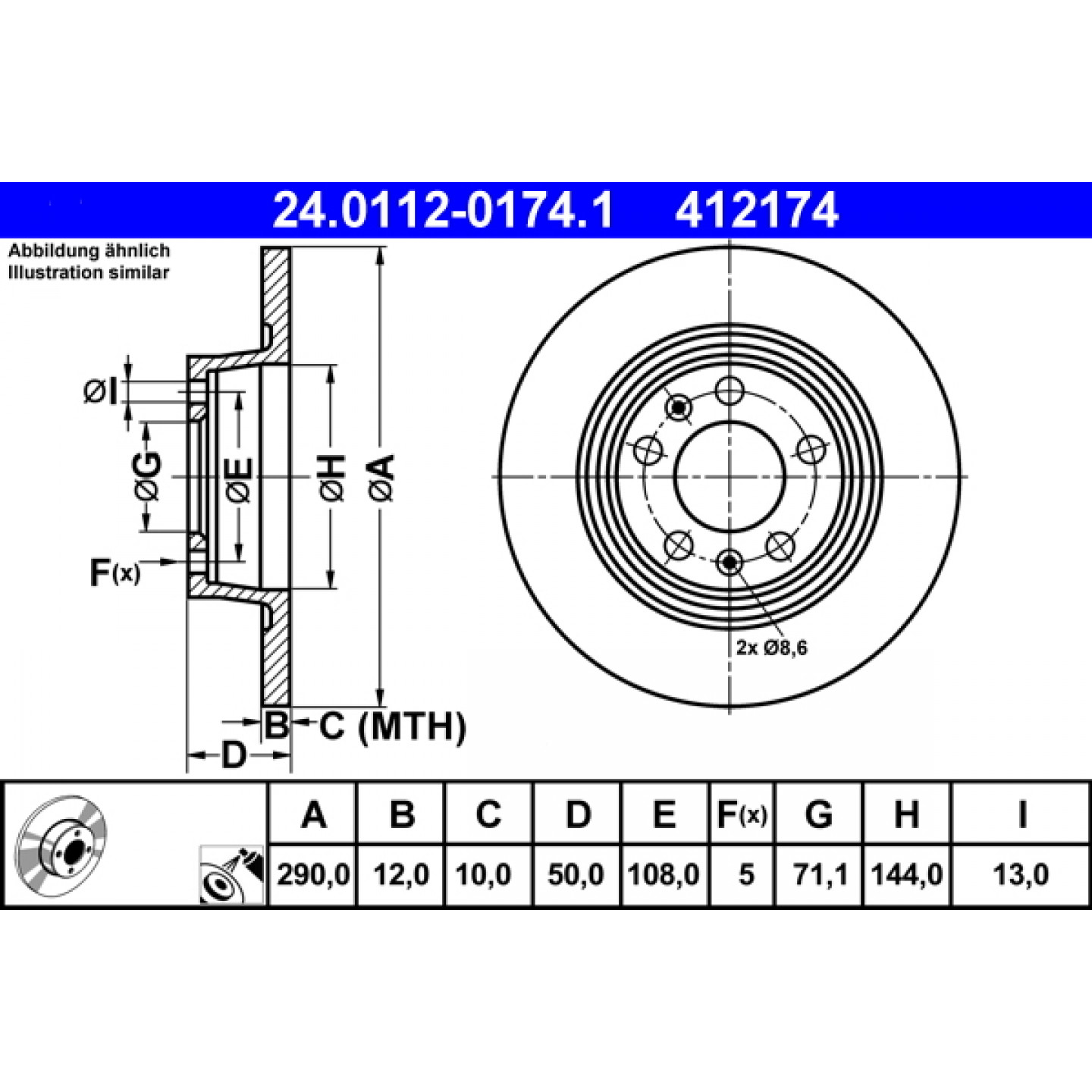 Bremsscheibe ATE 24.0112-0174.1
