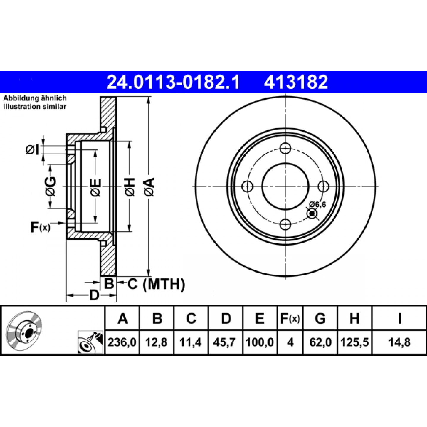 Bremsscheibe ATE 24.0113-0182.1