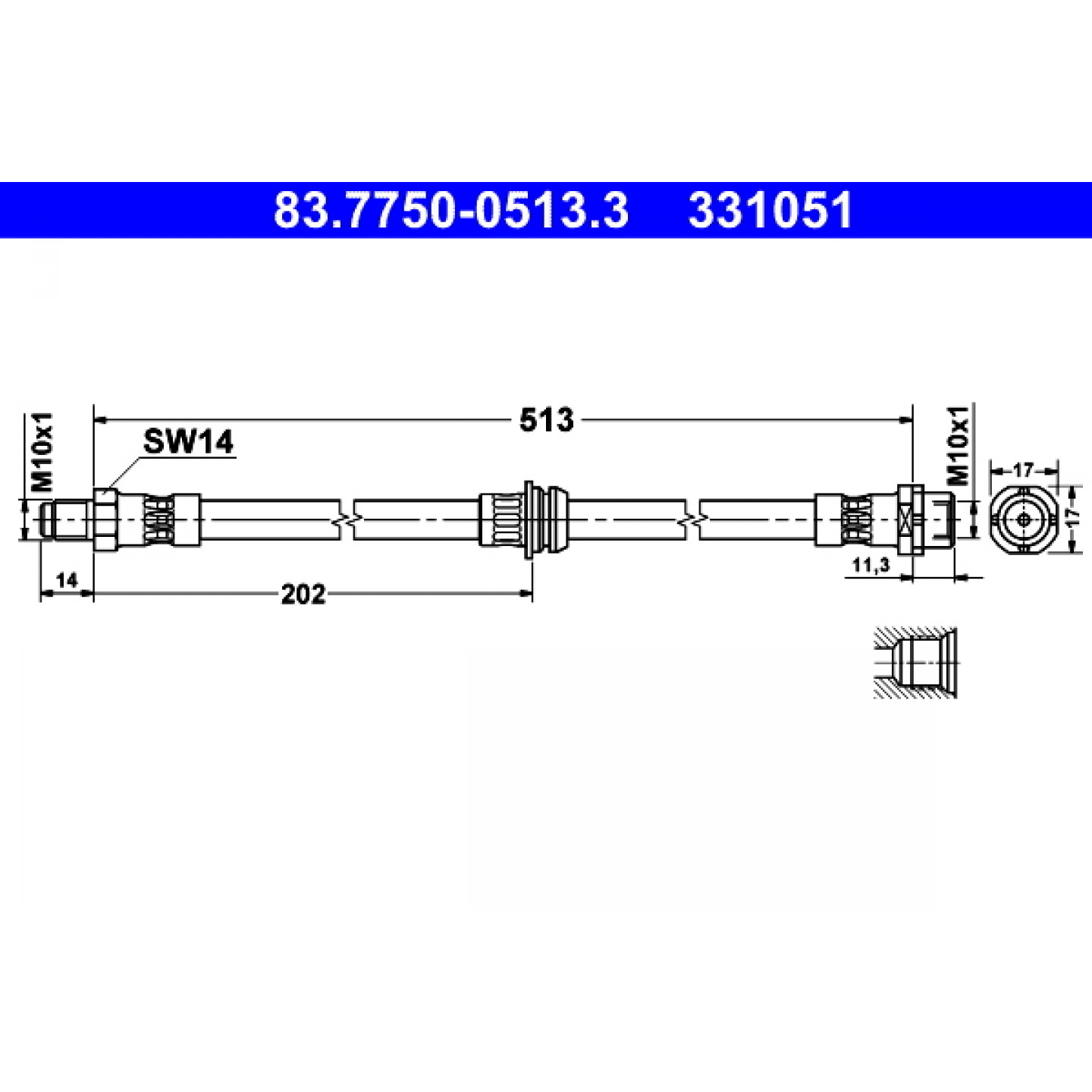 ATE 83.7750-0513.3 – Flessibile Freno Per BMW X3 (2003-2011) – Ricambio Originale Di Qualità