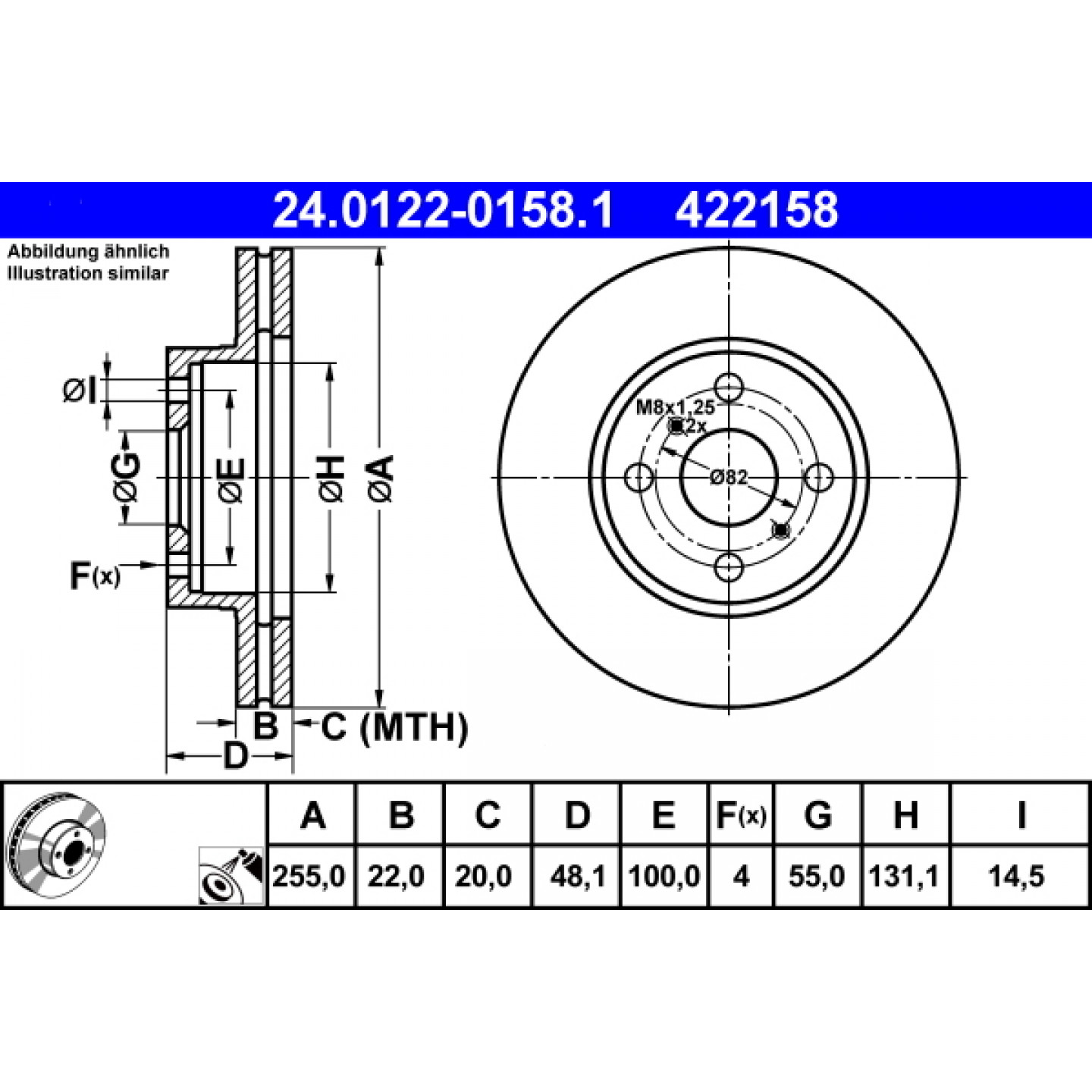 Bremsscheibe ATE 24.0122-0158.1