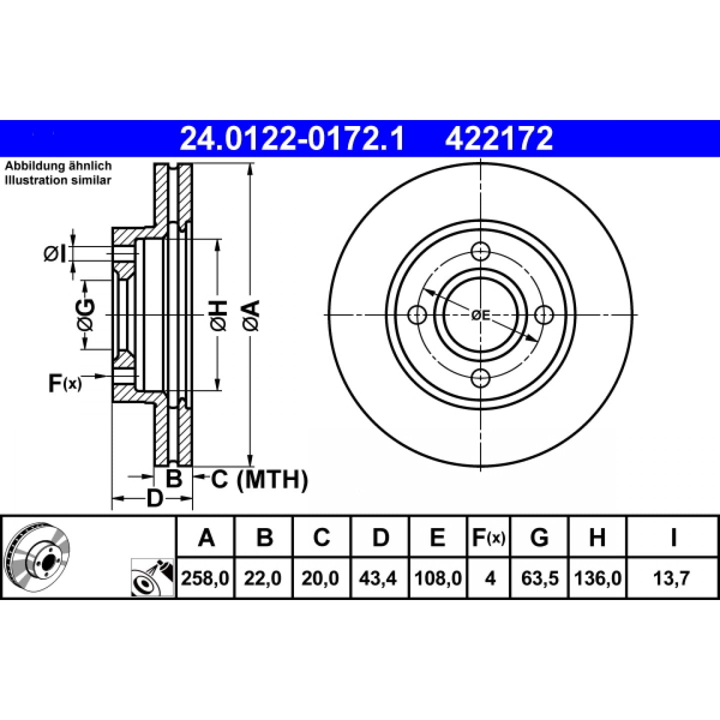 Bremsscheibe ATE 24.0122-0172.1