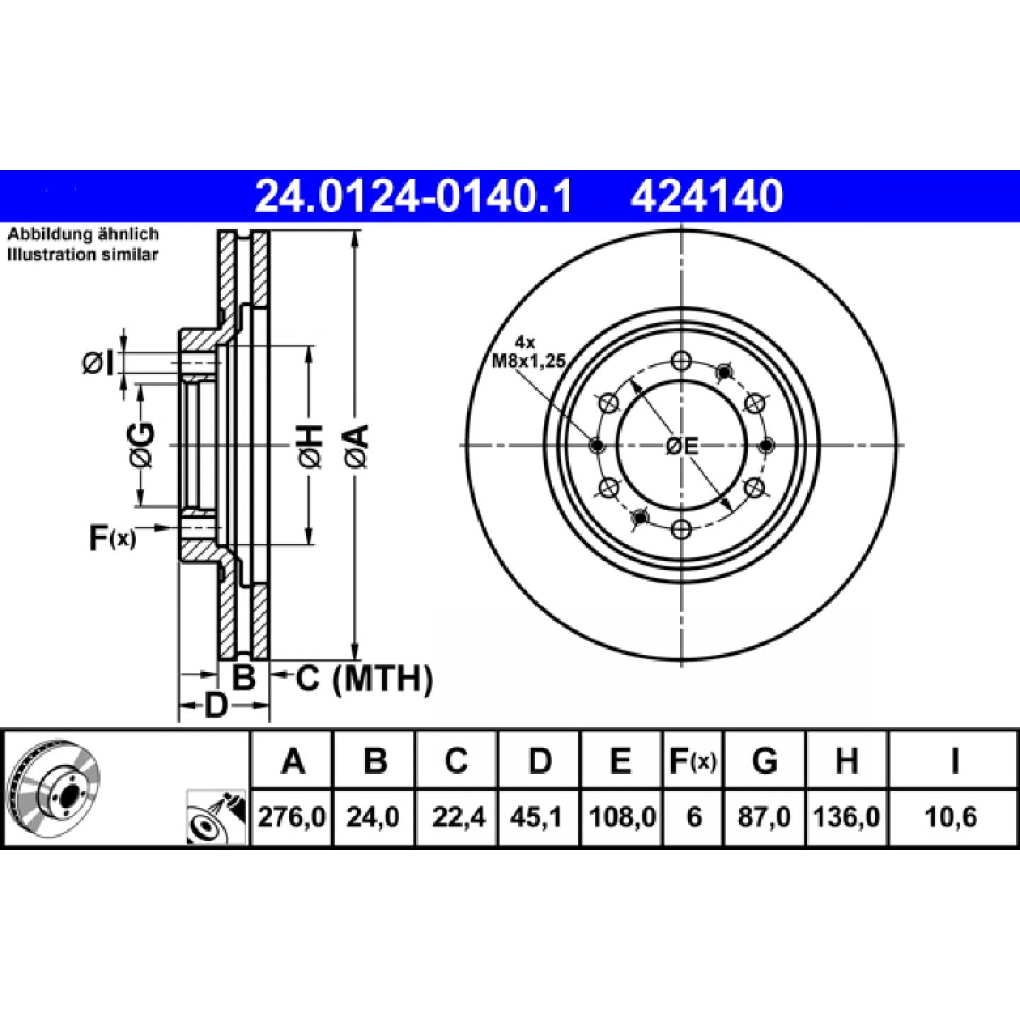 Bremsscheibe ATE 24.0124-0140.1
