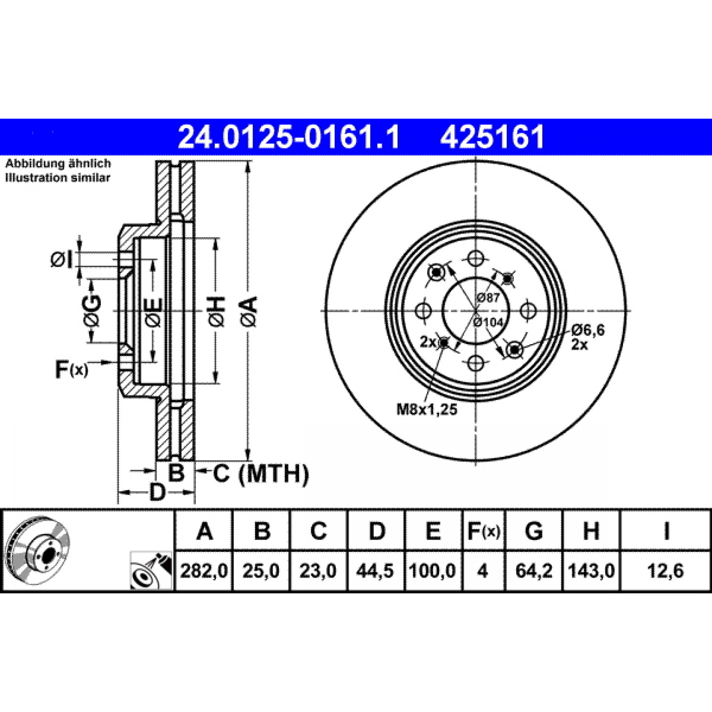 Bremsscheibe ATE 24.0125-0161.1