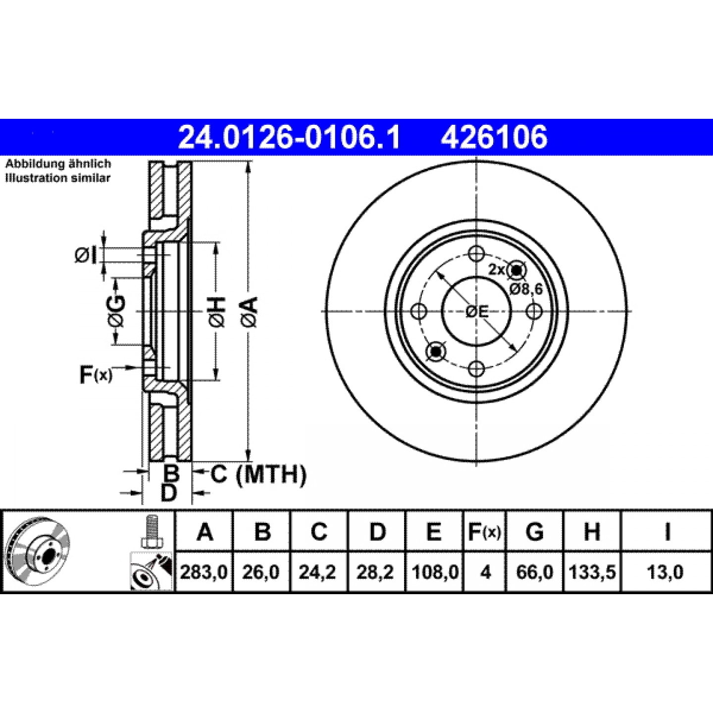 Remschijf ATE 24.0126-0106.1