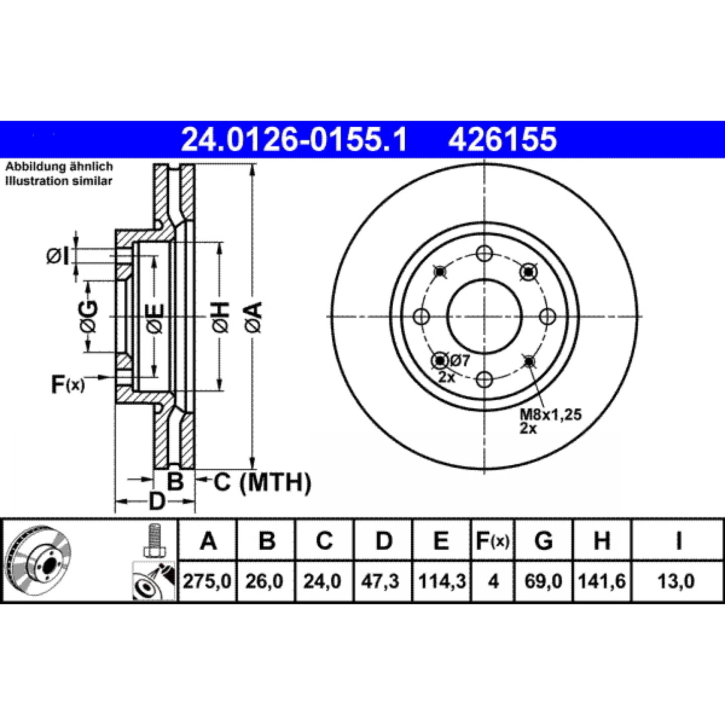Discofreno ATE 24.0126-0155.1