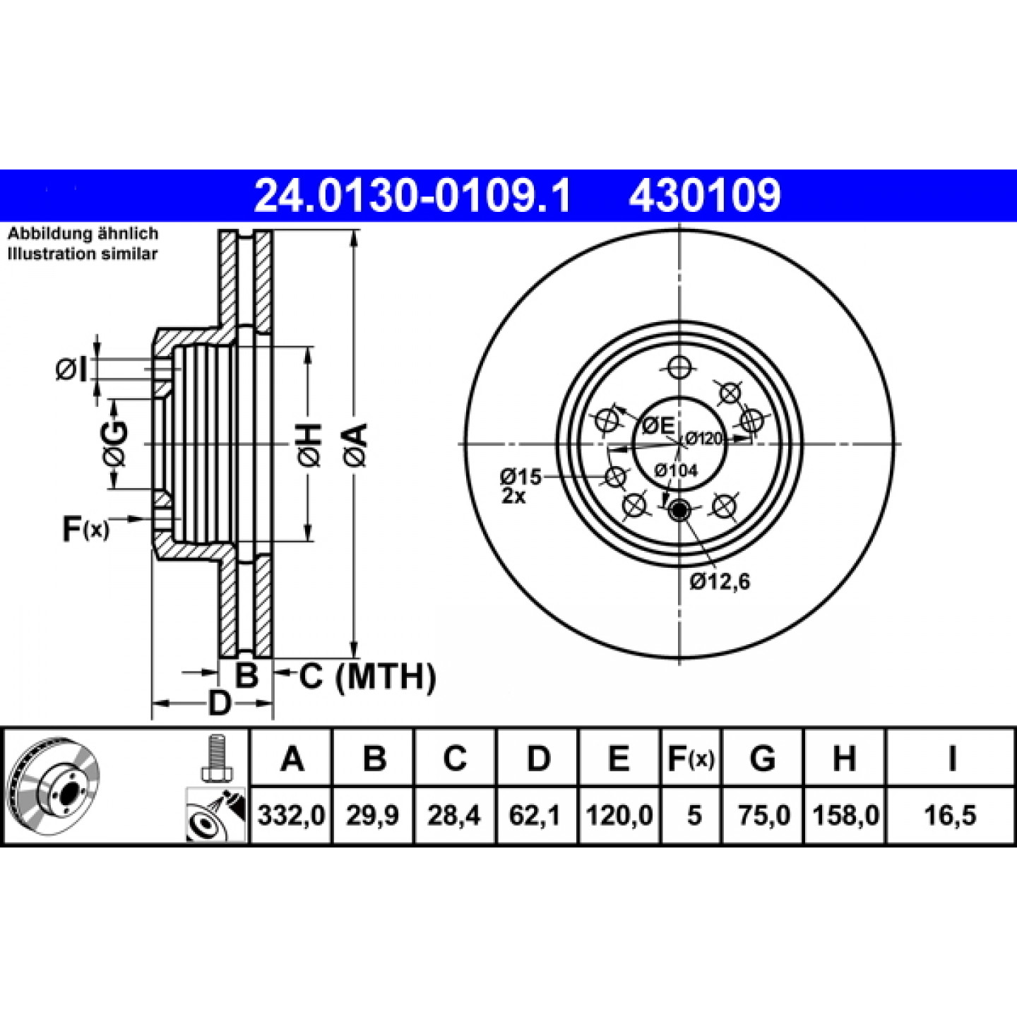 Bremsscheibe ATE 24.0130-0109.1