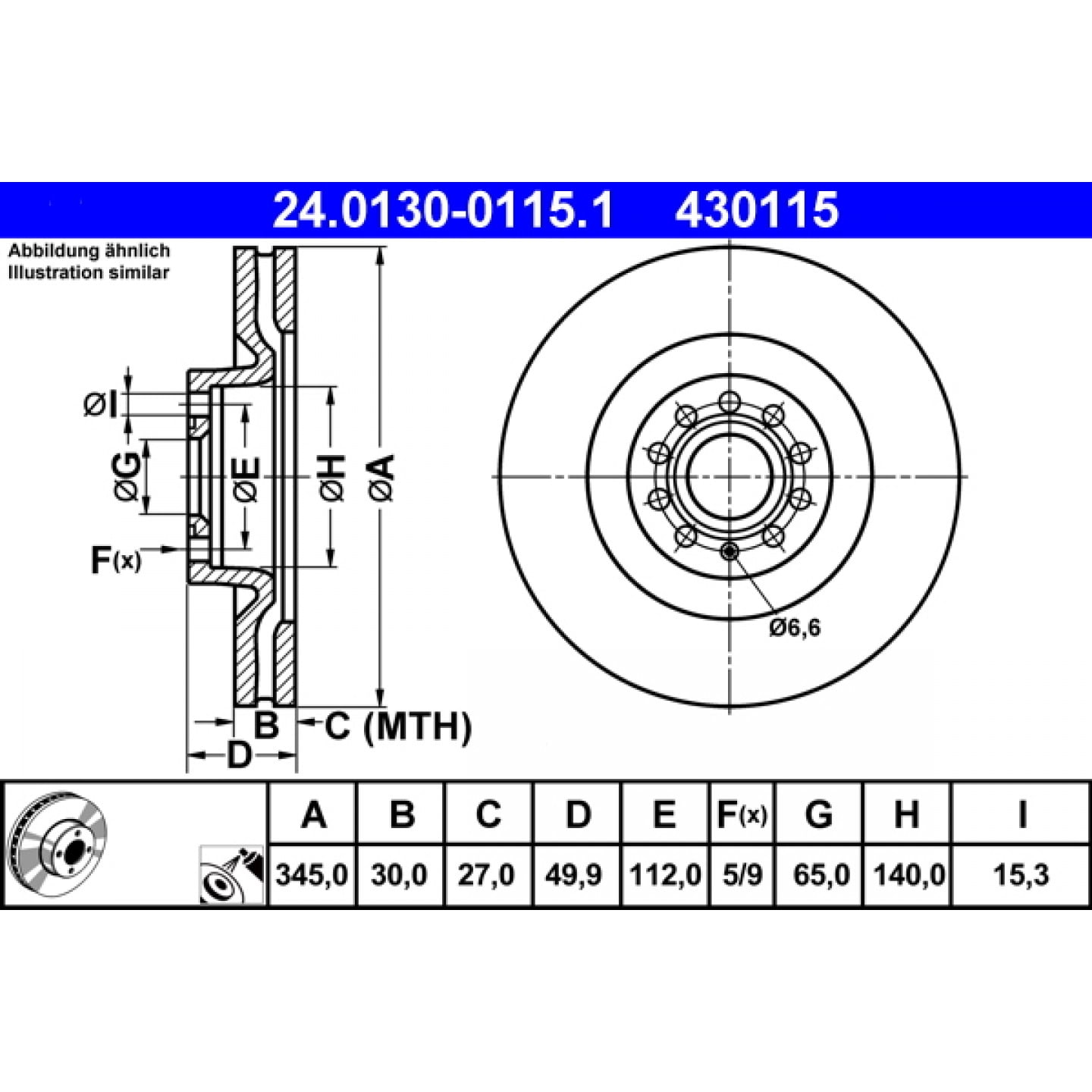 Remschijf ATE 24.0130-0115.1