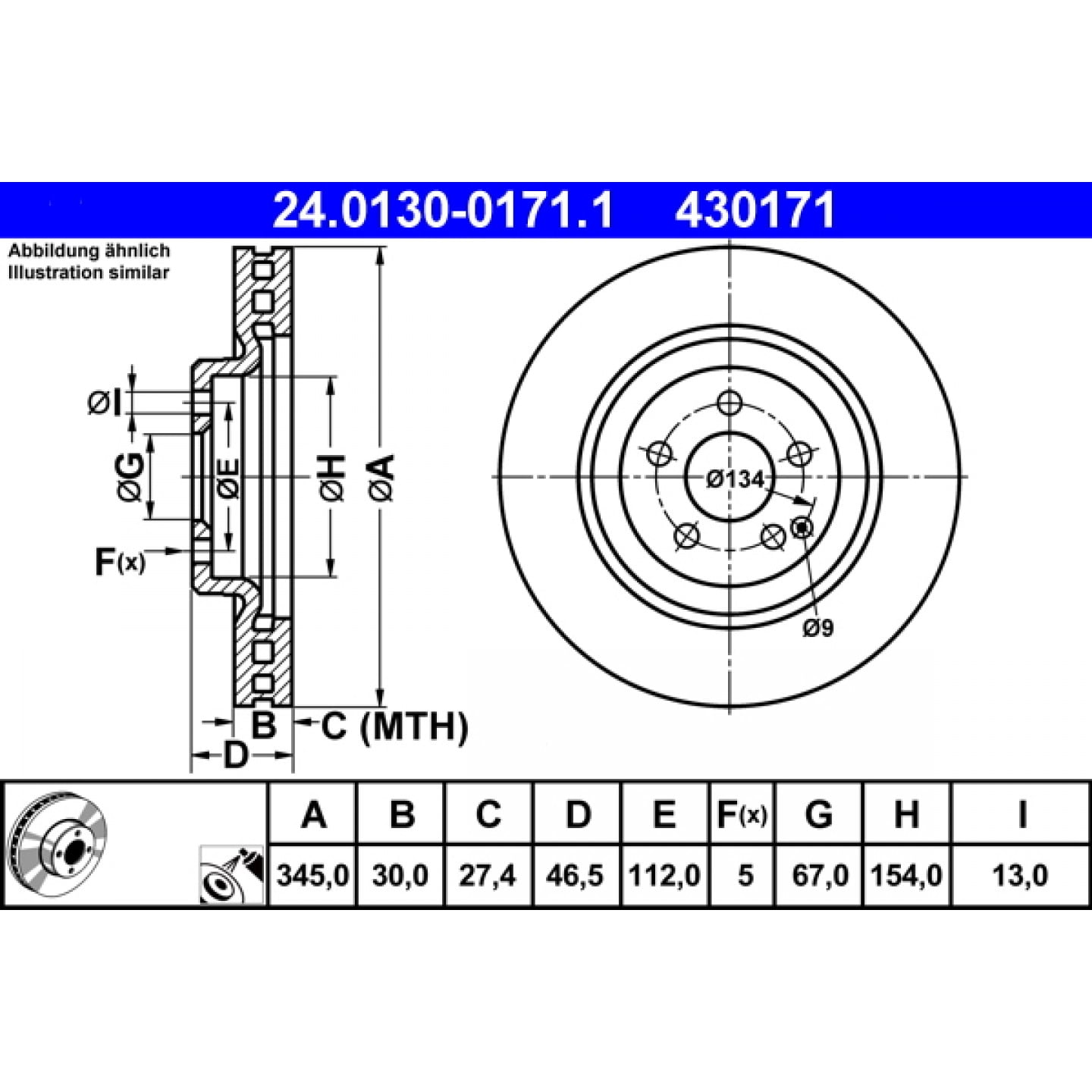 Bremsscheibe ATE 24.0130-0171.1