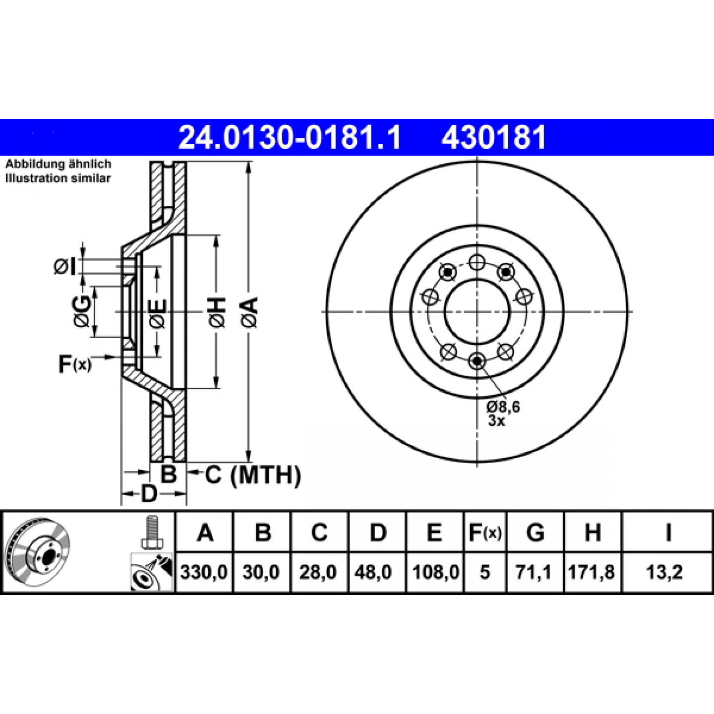 Discofreno ATE 24.0130-0181.1