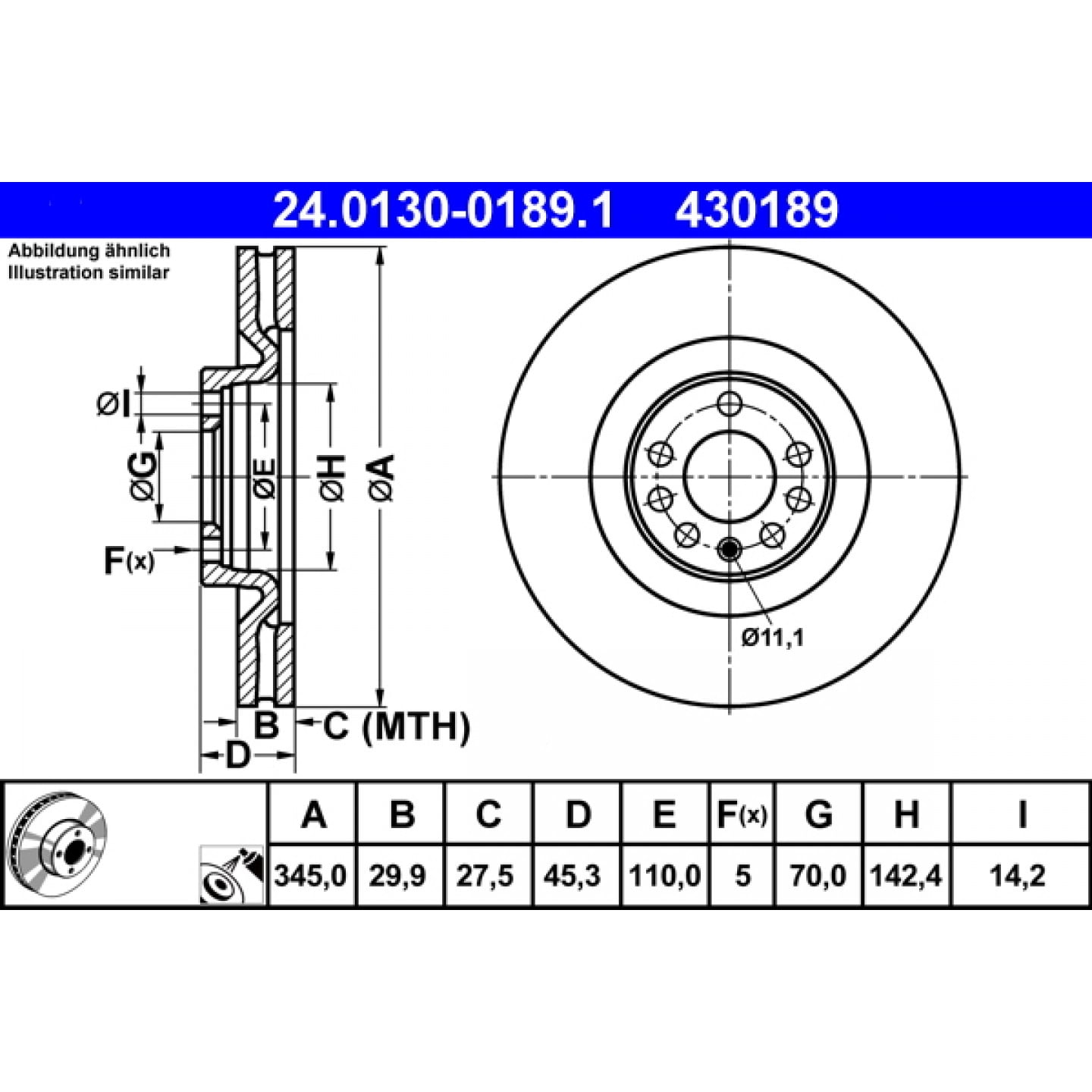 Remschijf ATE 24.0130-0189.1