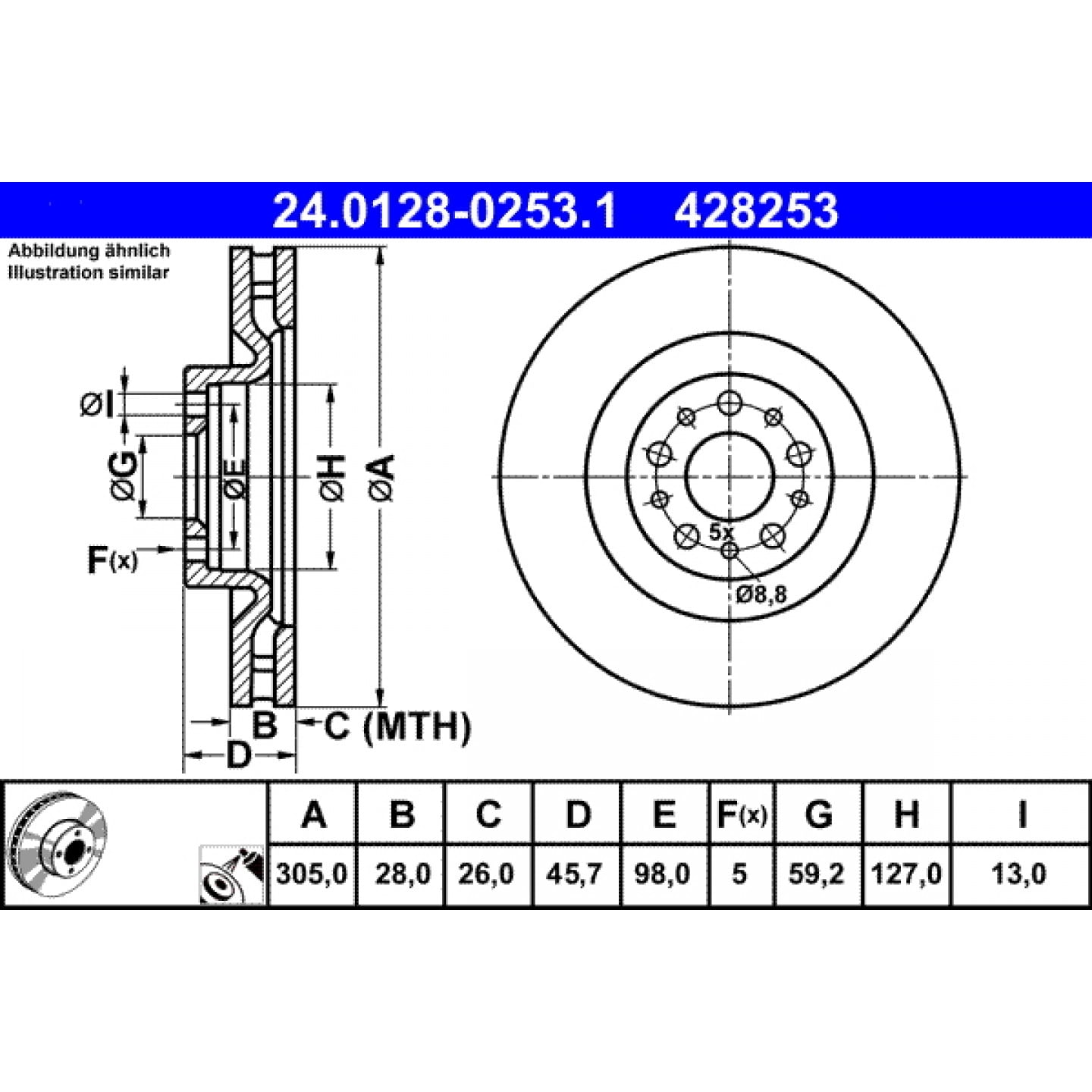 Bremsscheibe ATE 24.0128-0253.1