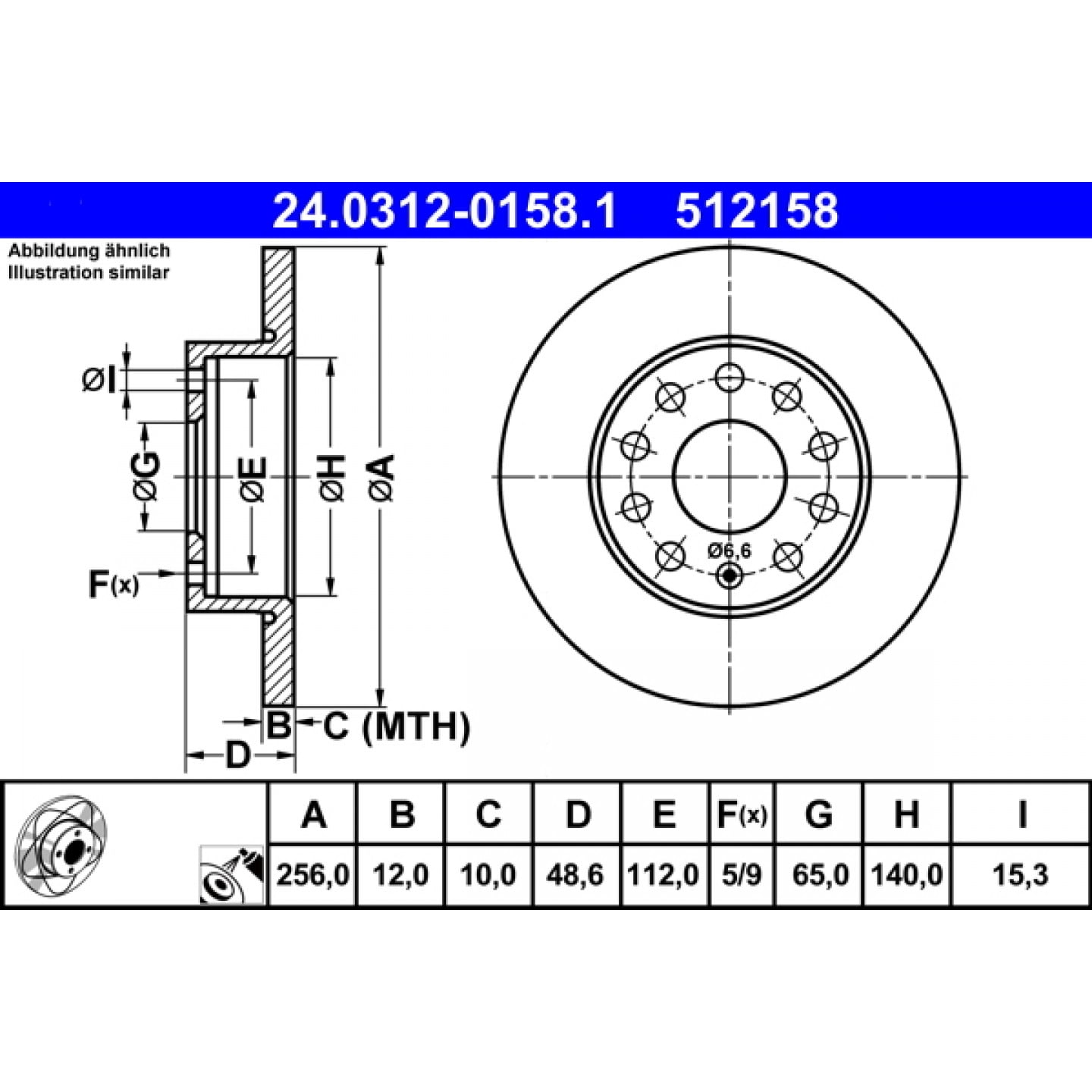 Bremsscheibe ATE 24.0312-0158.1