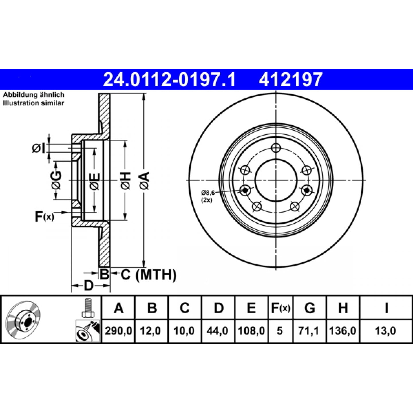 Bremsscheibe ATE 24.0112-0197.1