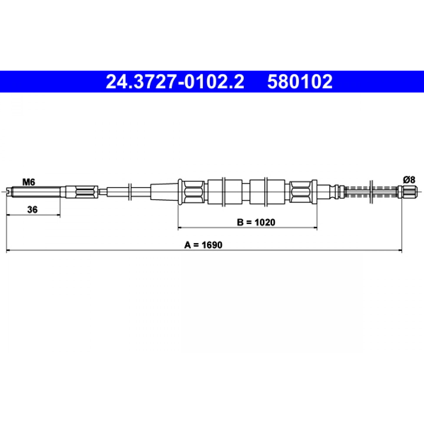 Kabel, Feststellbremse ATE 24.3727-0102.2