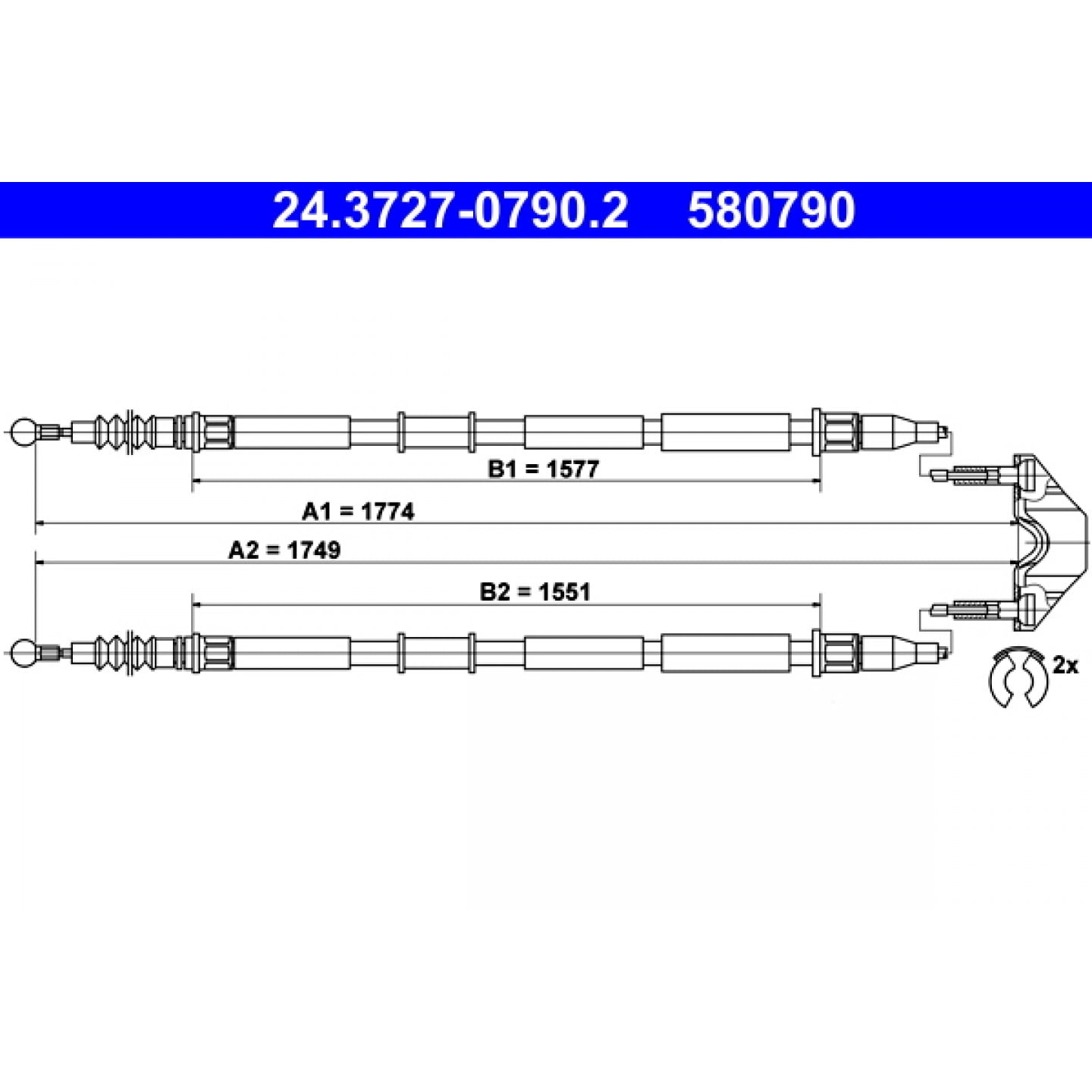 Kabel, parkovací brzda ATE 24.3727-0790.2