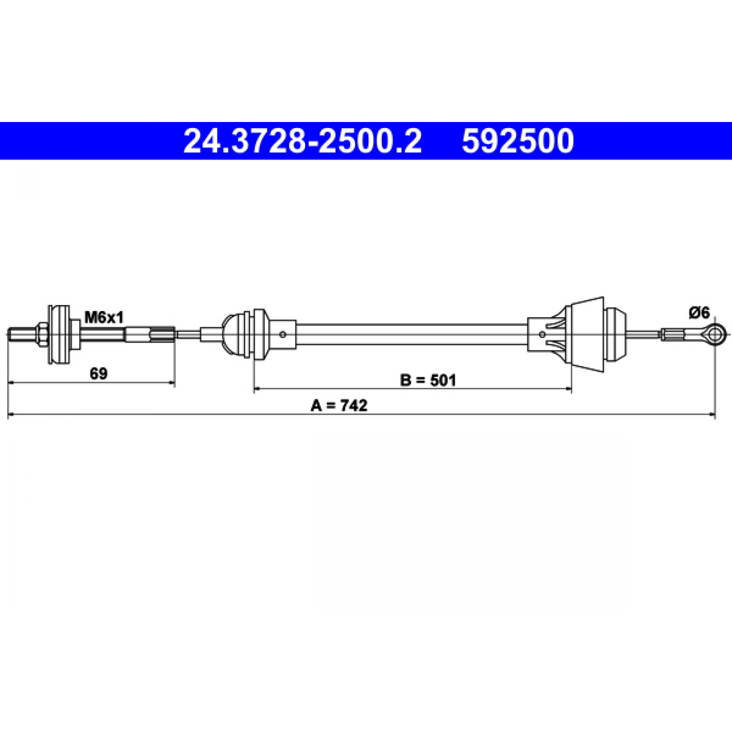 Koppelingskabel ATE 24.3728-2500.2