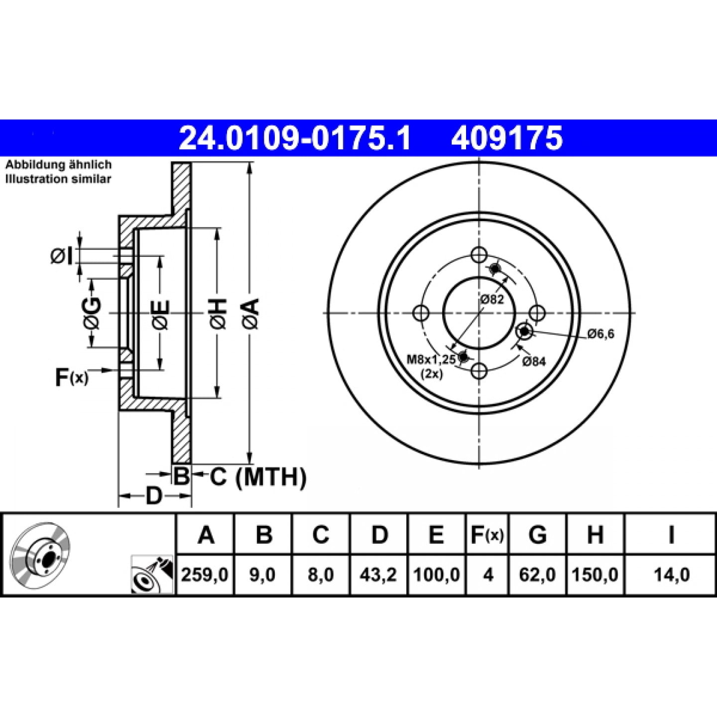 Brzdový kotouč ATE 24.0109-0175.1