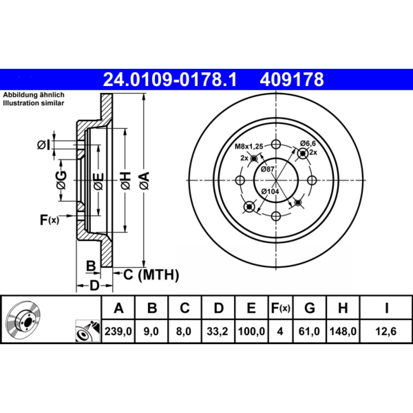 Bremsscheibe ATE 24.0109-0178.1
