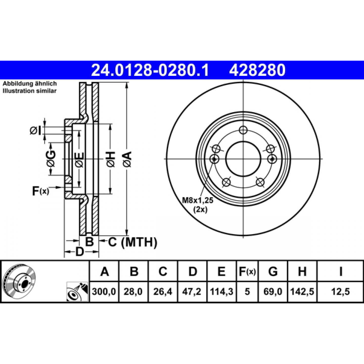 Bremsscheibe ATE 24.0128-0280.1