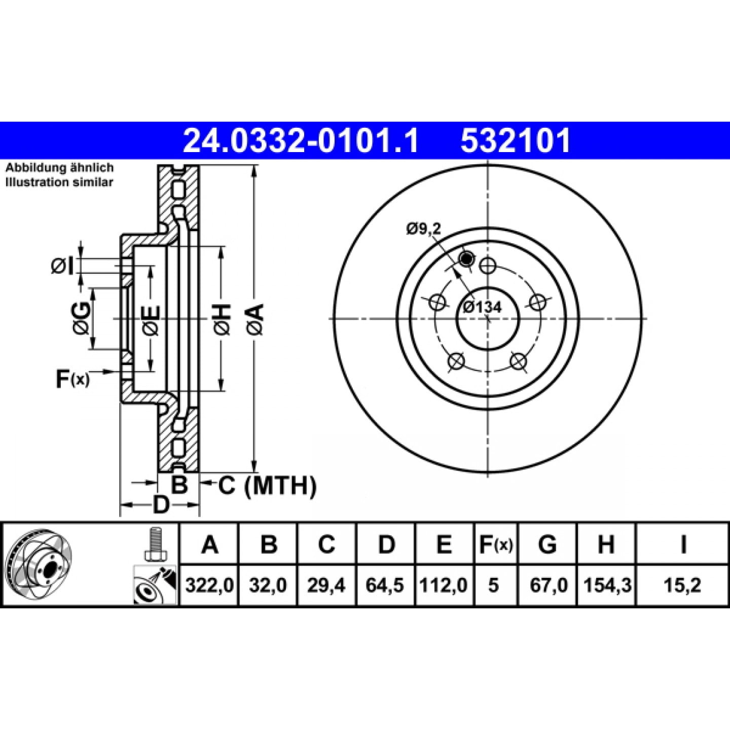 Bremsscheibe ATE 24.0332-0101.1
