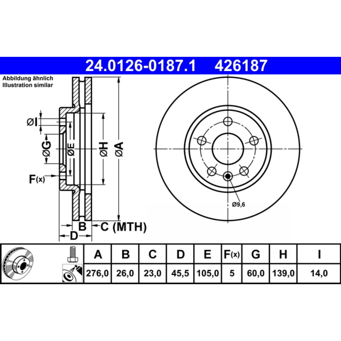 Bremsscheibe ATE 24.0126-0187.1