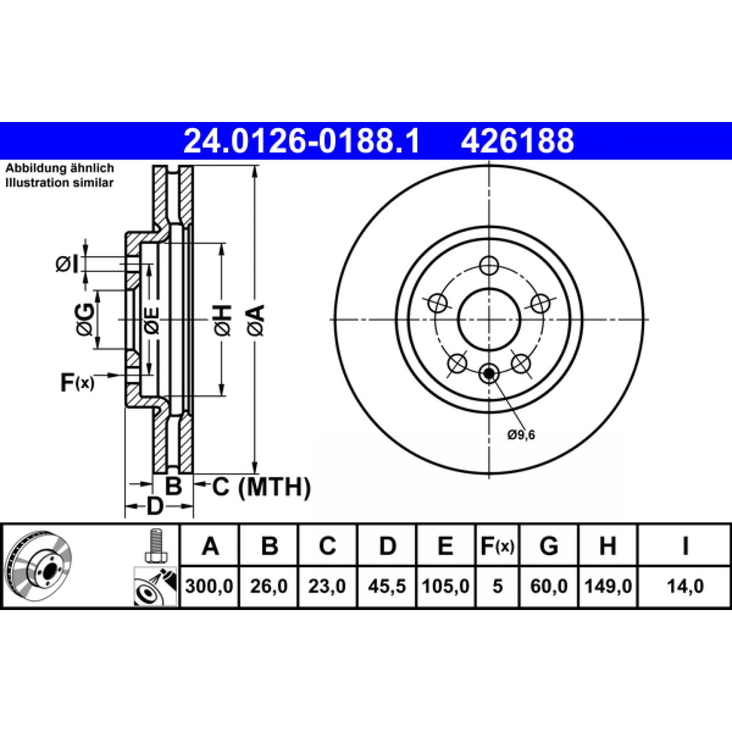 Bremsscheibe ATE 24.0126-0188.1