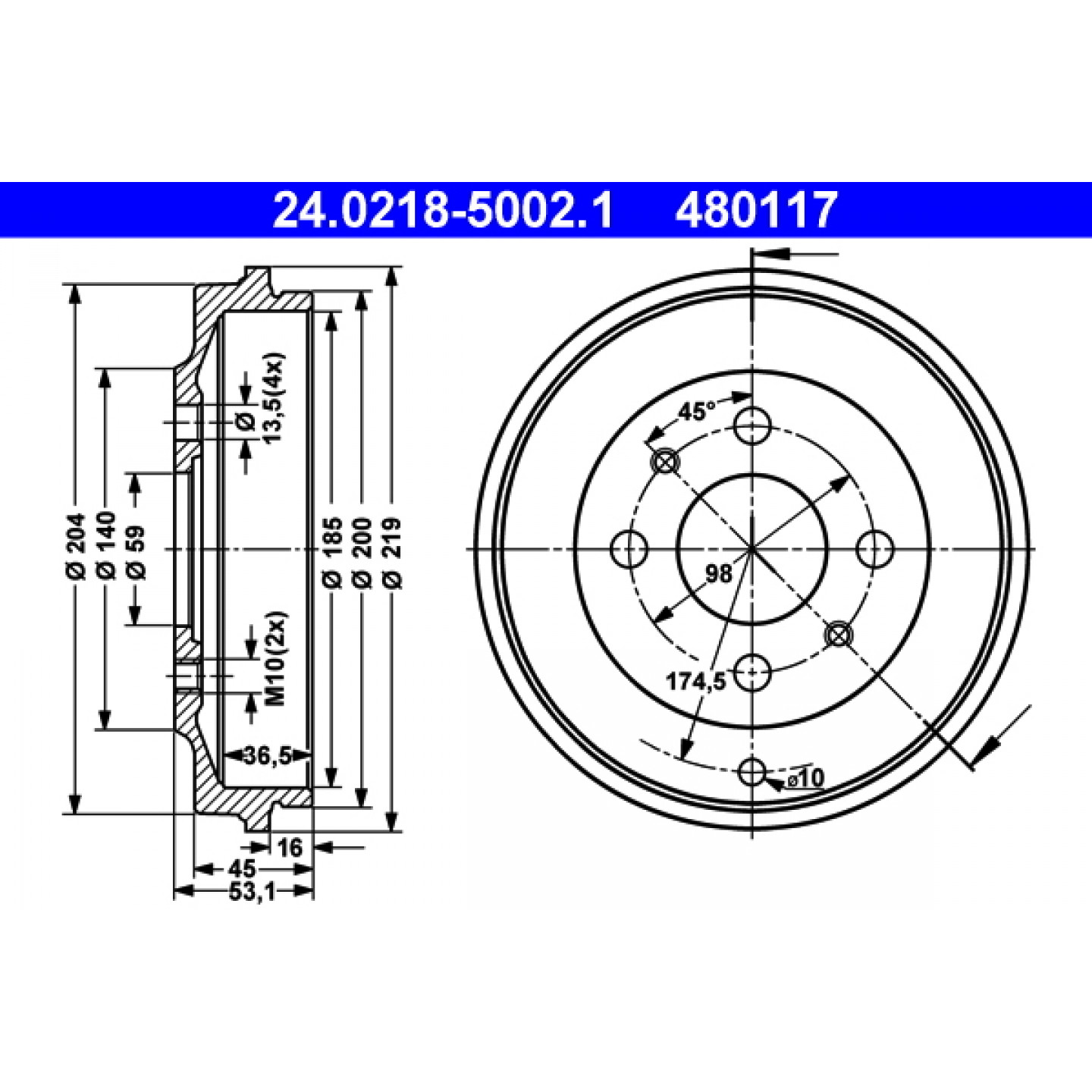 Bremstrommel ATE 24.0218-5002.1