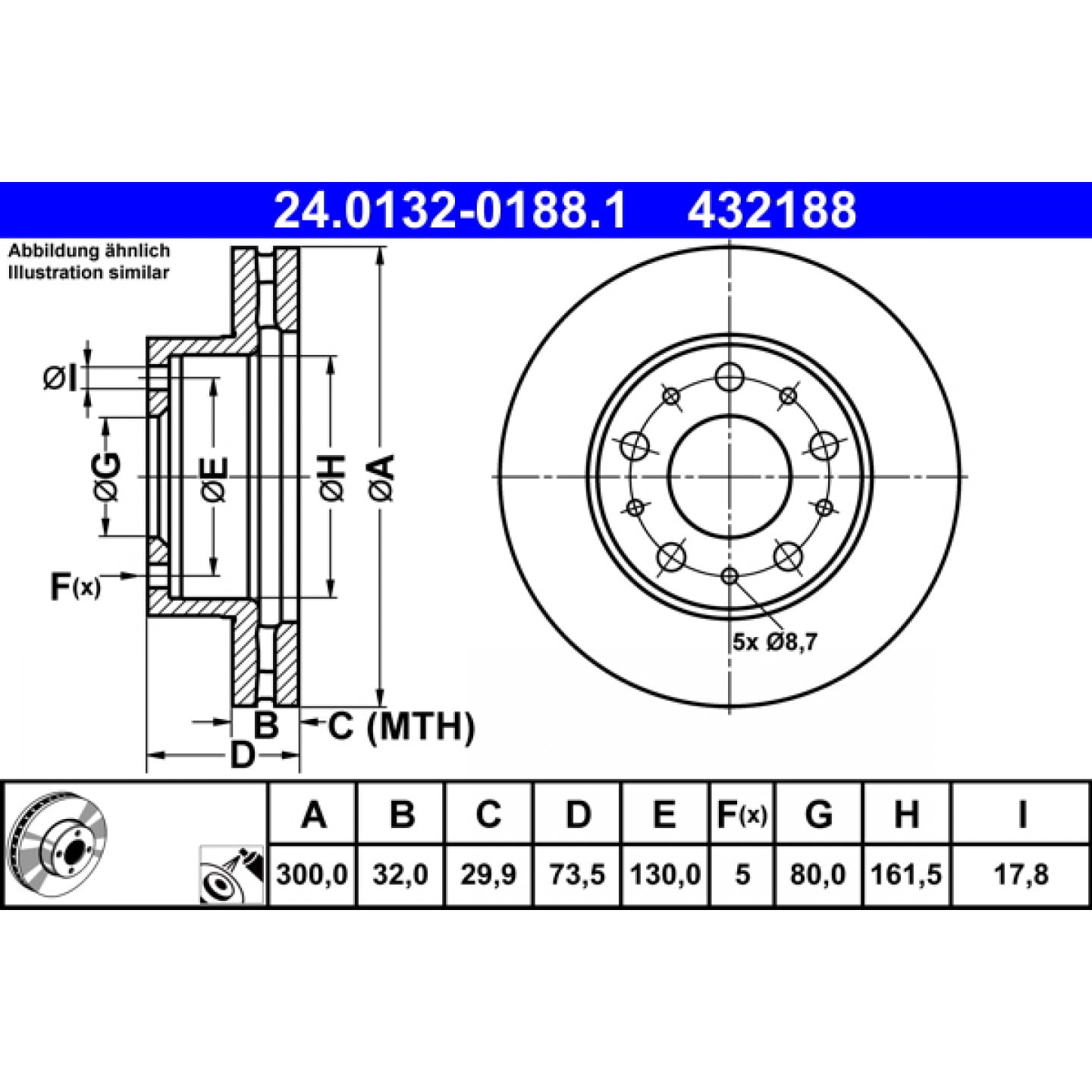 Bremsscheibe ATE 24.0132-0188.1