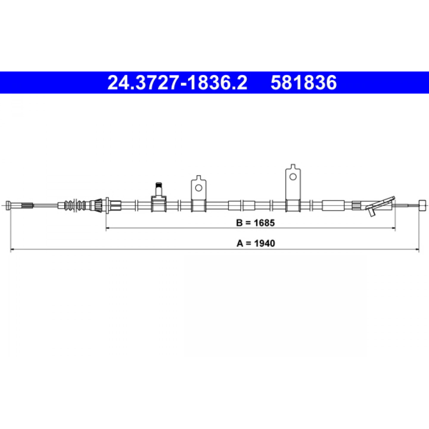 Håndbremsekabel ATE 24.3727-1836.2