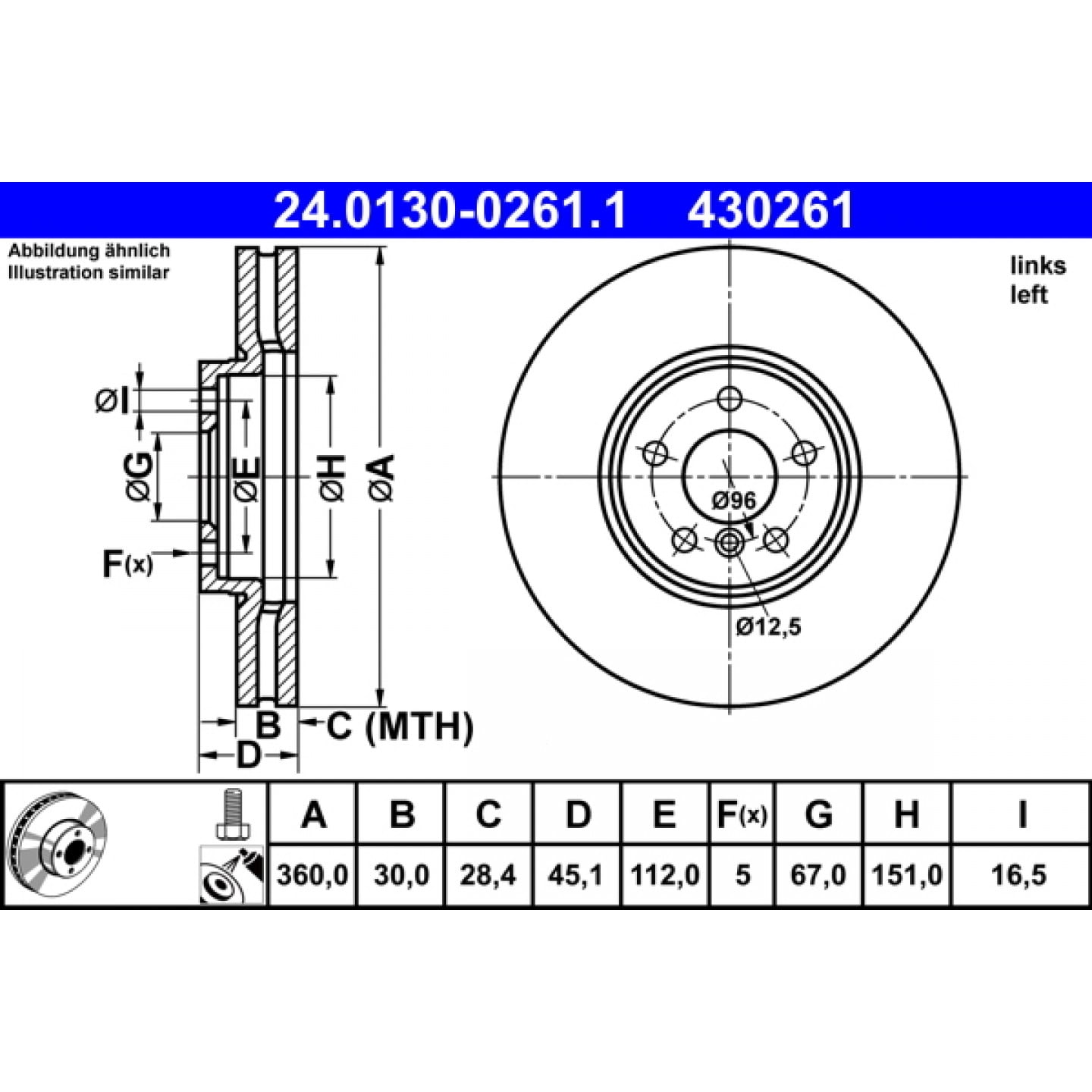 Bremsscheibe ATE 24.0130-0261.1