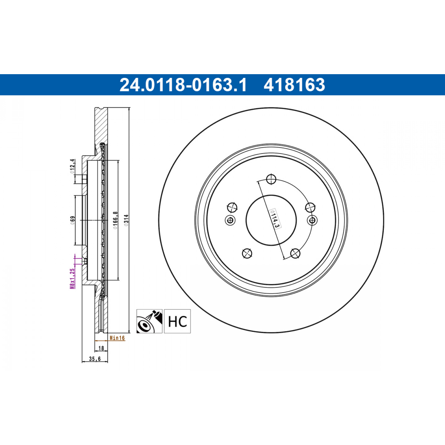 Bremsscheibe ATE 24.0118-0163.1