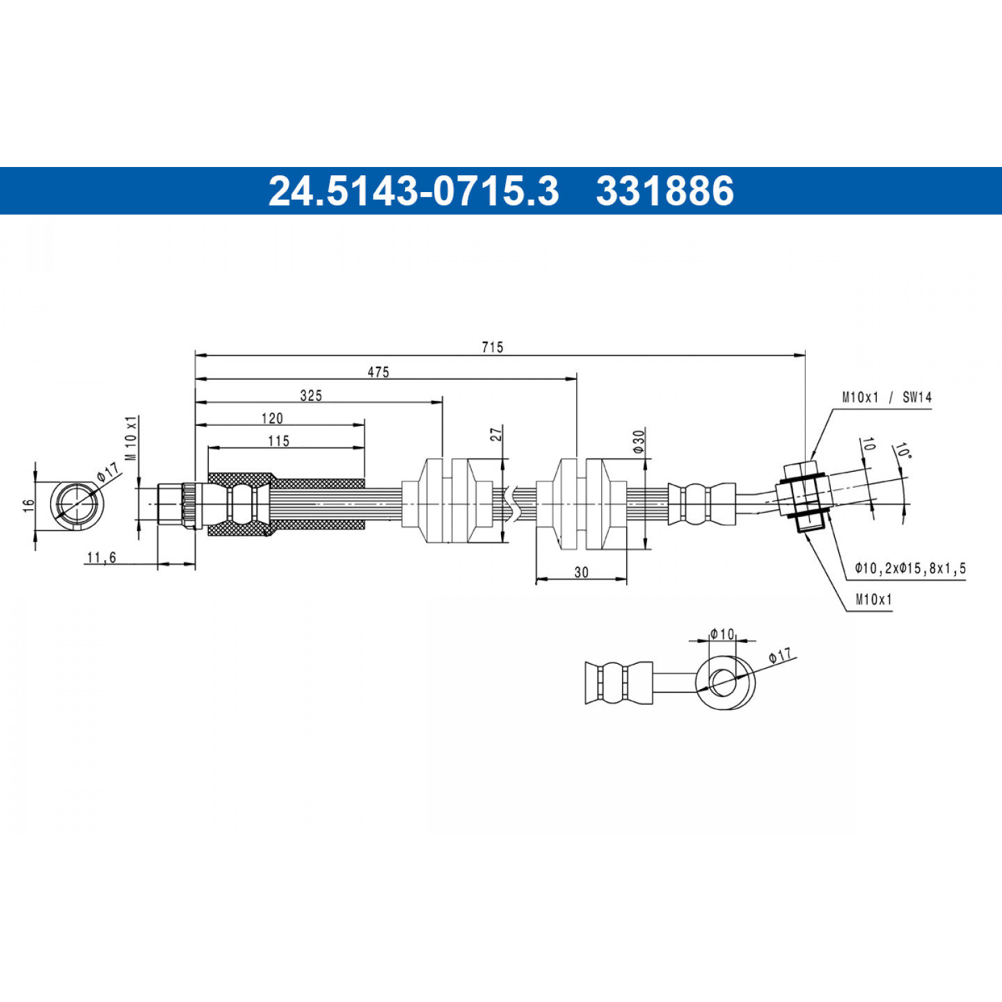 Bremsschlauch ATE 24.5143-0715.3