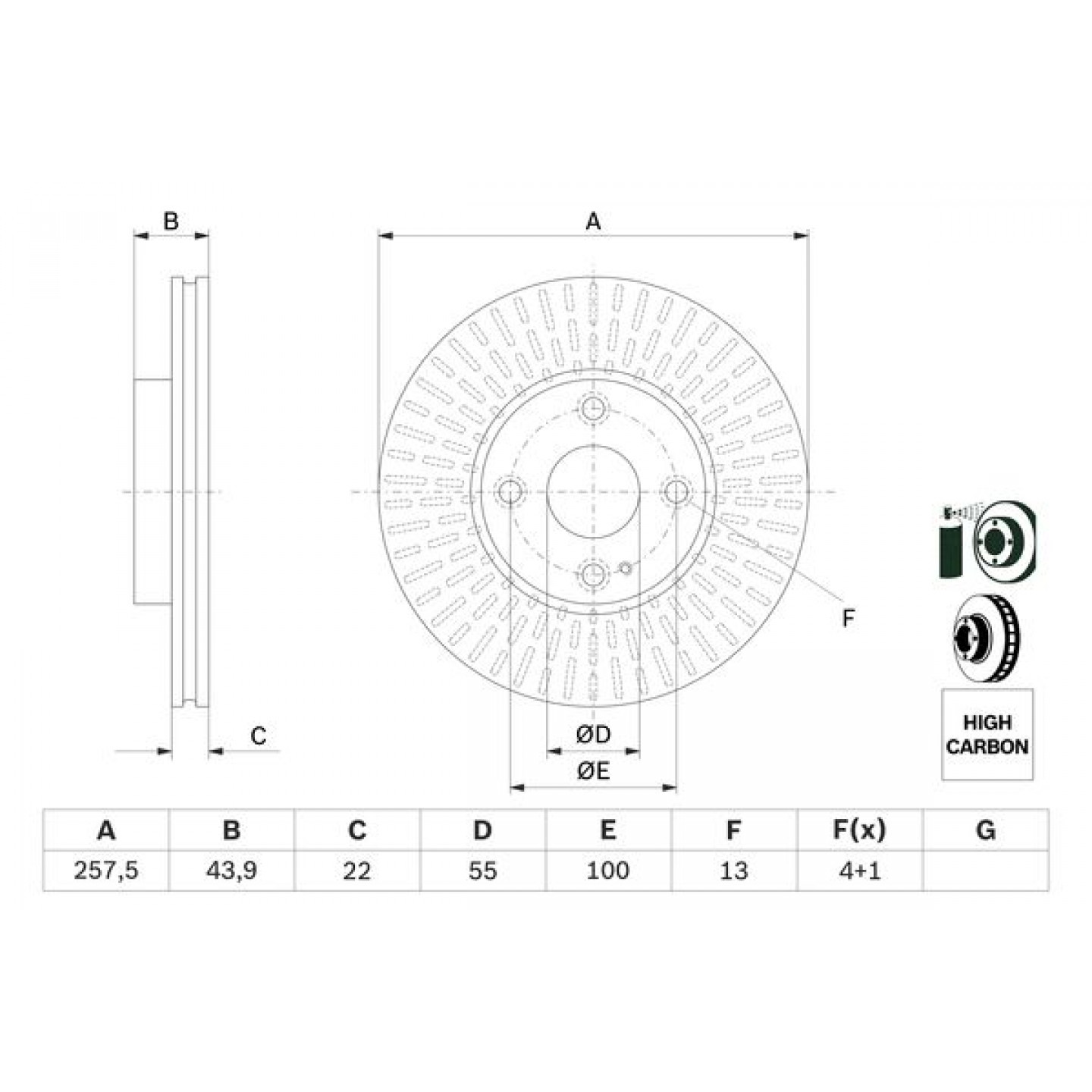 Bremseskive BOSCH 0 986 479 E56