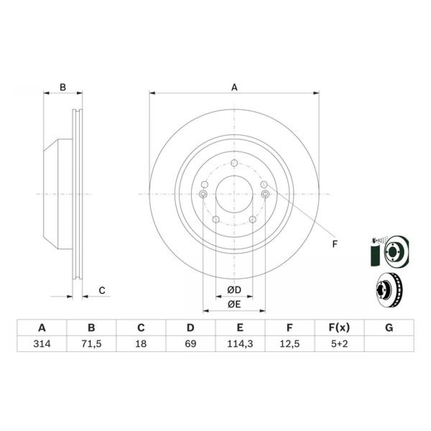 Bremseskive BOSCH 0 986 479 F43