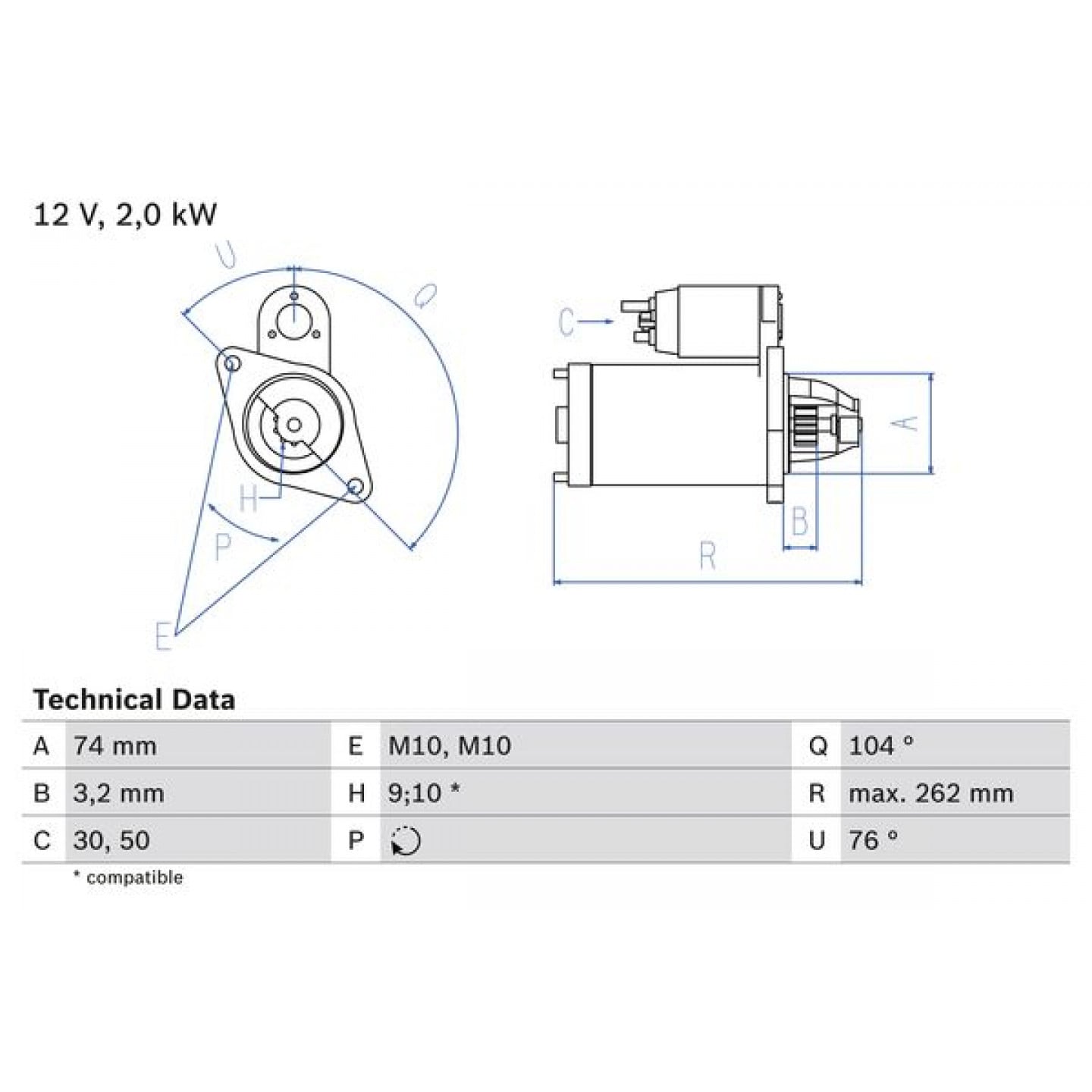 Rozrusznik BOSCH 0 986 017 500