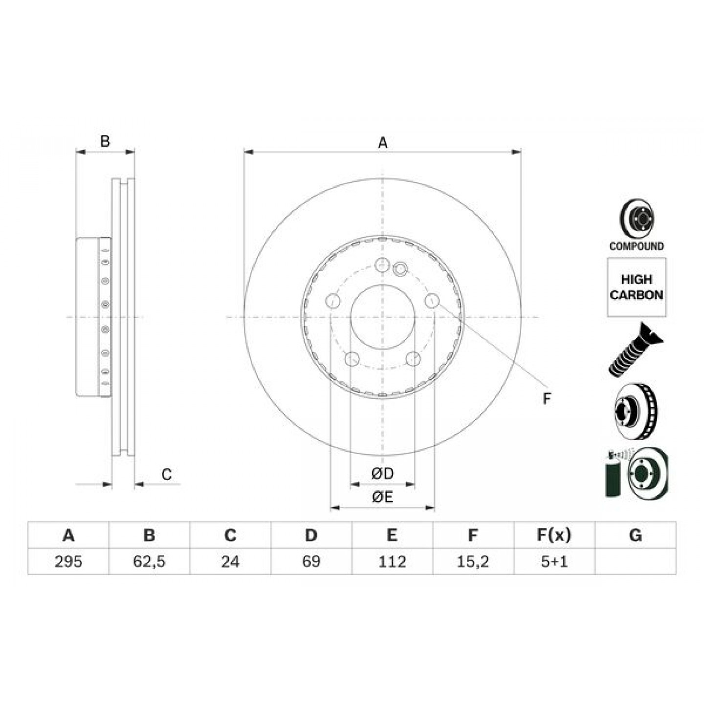 Bremseskive BOSCH 0 986 479 H45