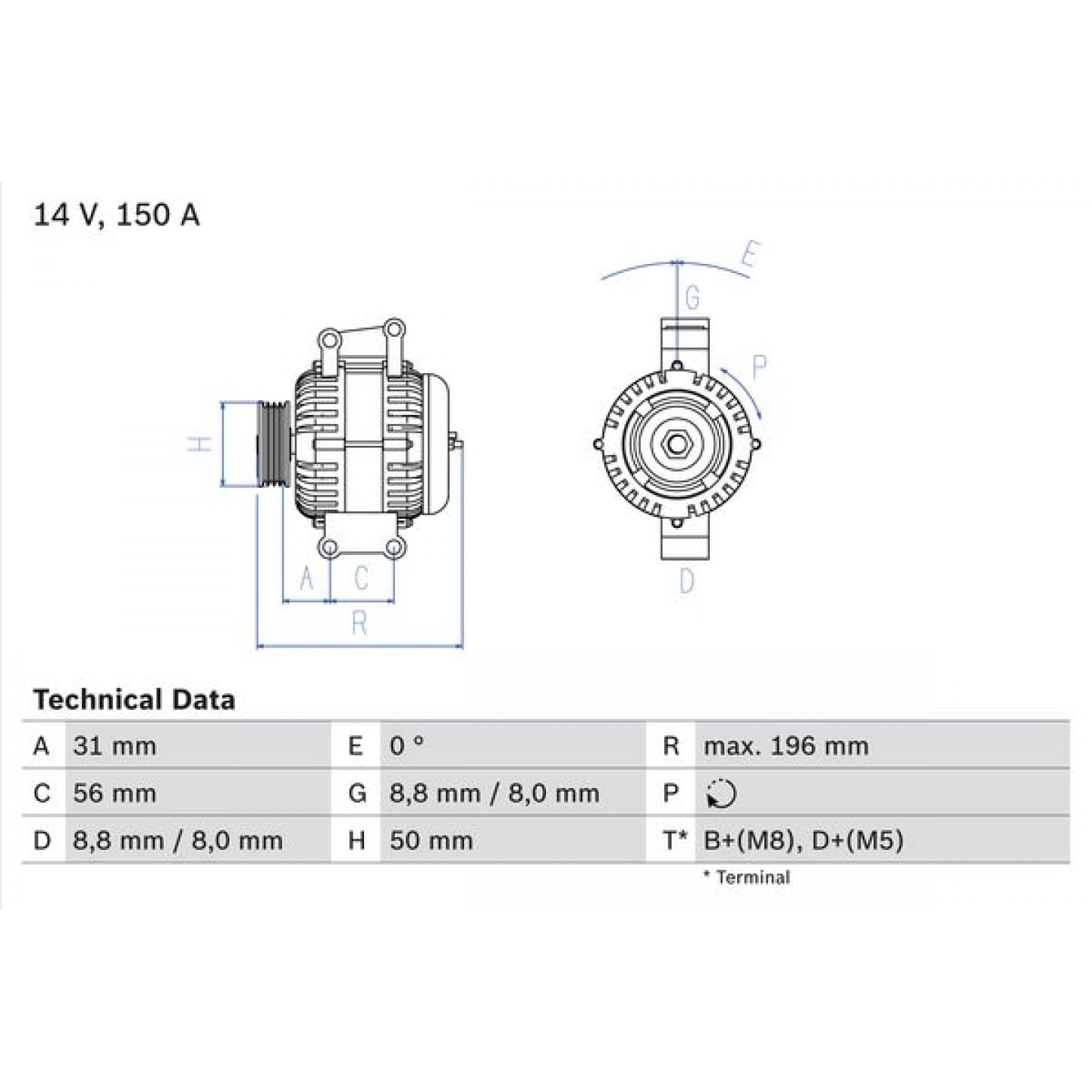Alternatore BOSCH 0 986 043 910