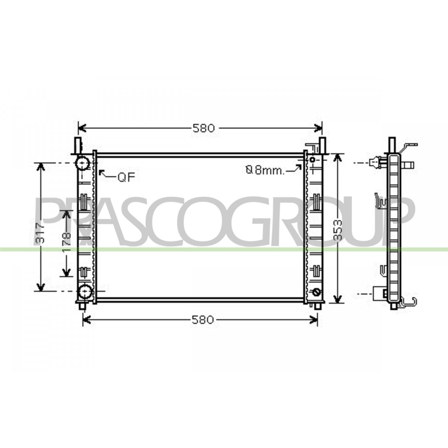 Prasco Radiador, Refrigeración Del Motor Fd340r003